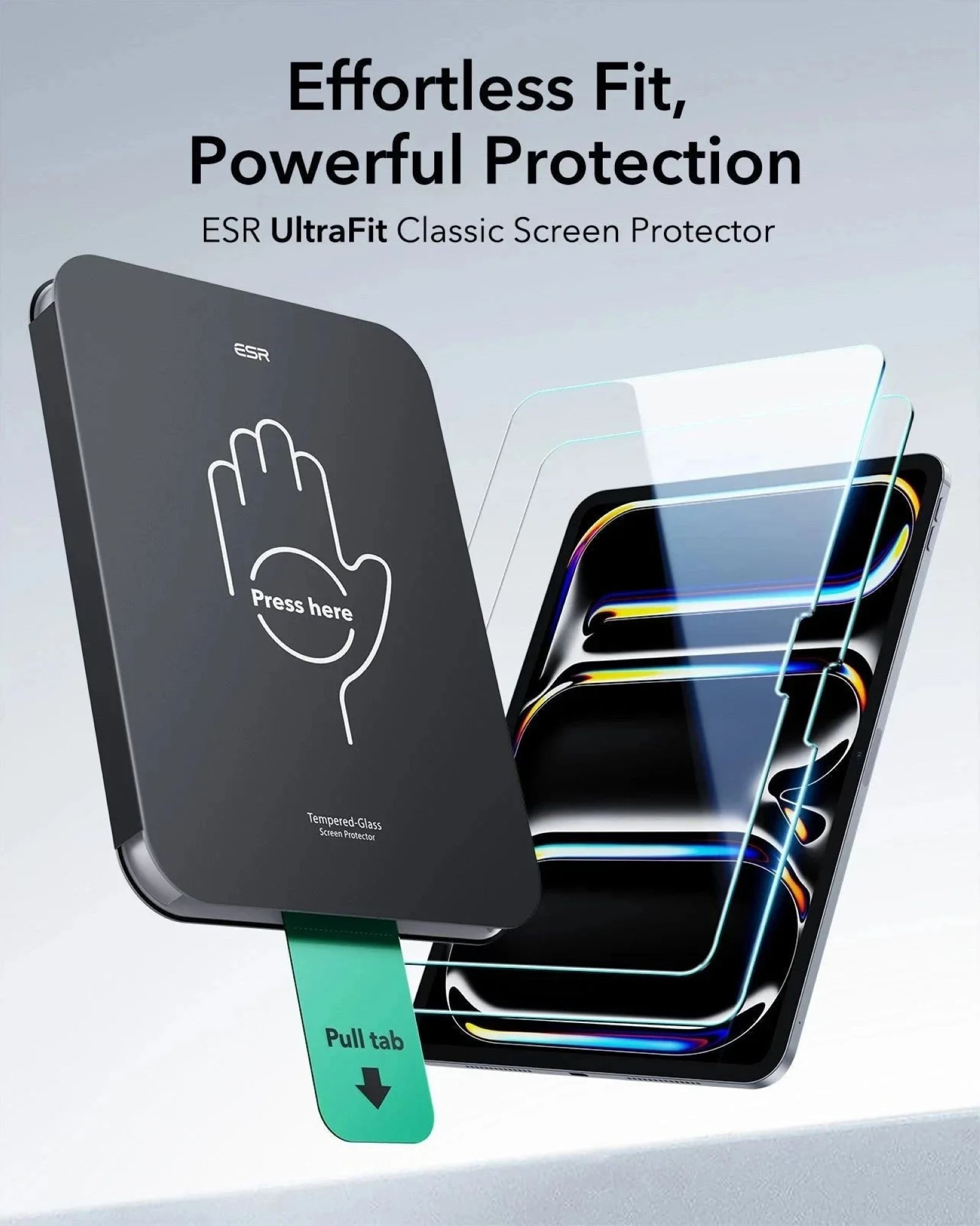 ESR Displayschutzglas Tempered-Glass für Apple iPad Pro 11" (2025 & 2024), 2er Set, 2 Stück, 2er Pack, Kratzfest, Stöße bis 15kg