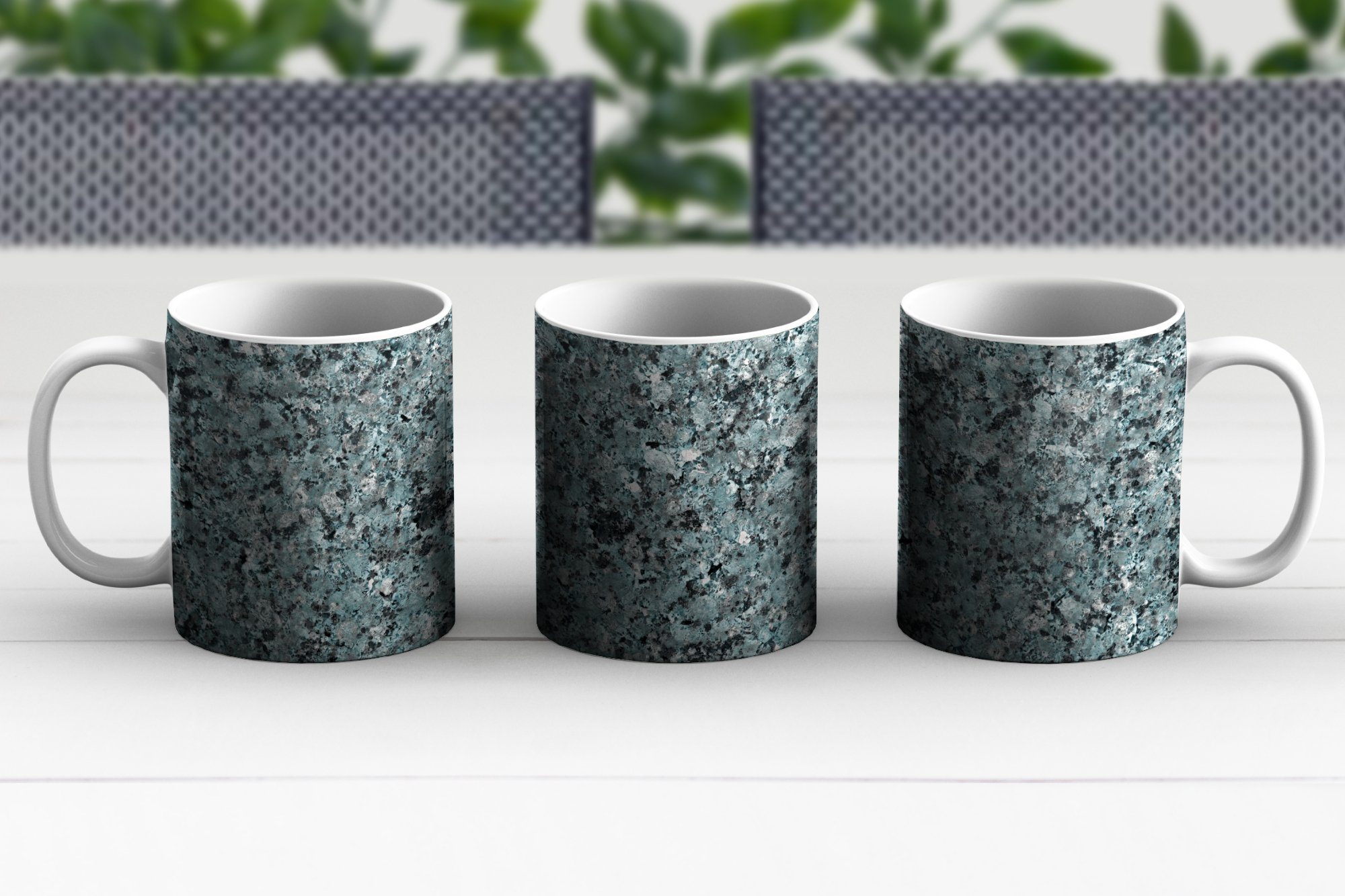 Blau - Tasse Teetasse, - Keramik, Kristalle Geschenk Schwarz, MuchoWow Becher, Kaffeetassen, - Granit Teetasse,