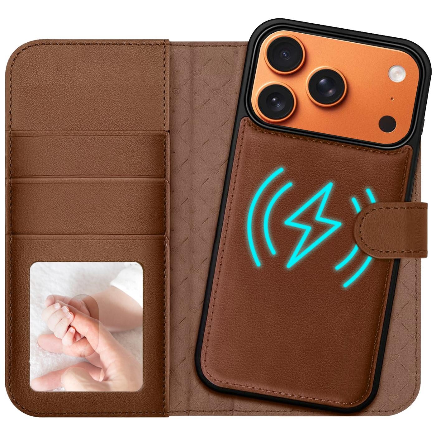 CoolGadget Handyhülle Magnet Book Case für Apple iPhone 17 Pro Hülle + Klapphülle 6,3 Zoll, 2in1 abnehmbare magnetische RFID Schutzhülle Kartenfach Fotofenster