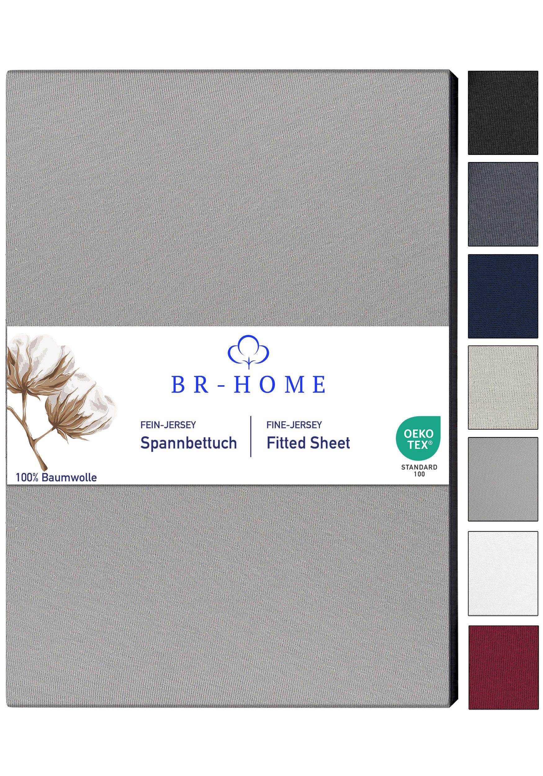 BR-Home Spannbettlaken bis zu 25cm, 100% Baumwolle Jersey Bettlaken, Spannb günstig online kaufen