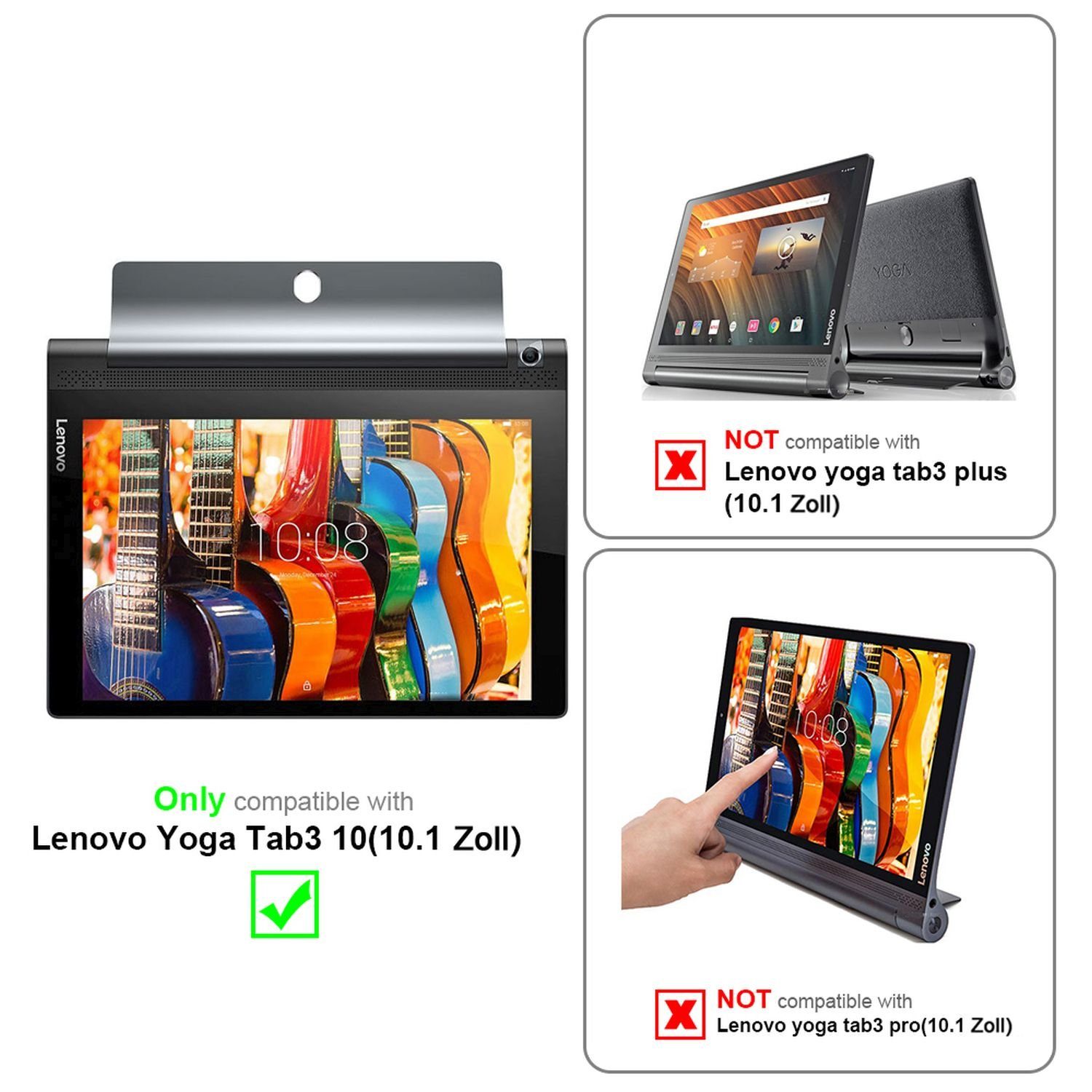 Cadorabo Tablet-Hülle »Tablet Universal 360«, Hülle für Lenovo Yoga Tab 3 10  (10.1 Zoll) Klappbare Tablet Schutzhülle - mit Standfunktion - 360 Grad Case
