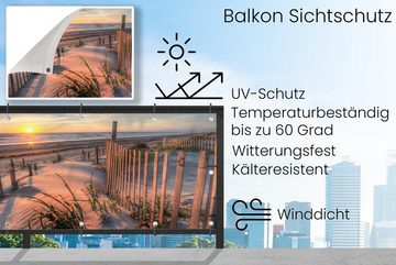 MuchoWow Balkonsichtschutz Strand - Meer - Düne - Sonnenuntergang - Landschaft (1-St) Balkonbanner, Sichtschutz für den Balkon, Robustes und wetterfest