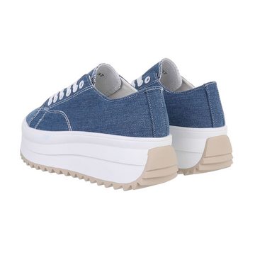 Ital-Design Damen Low-Top Freizeit Sneaker (85960117) Flach Sneakers Low in Blau