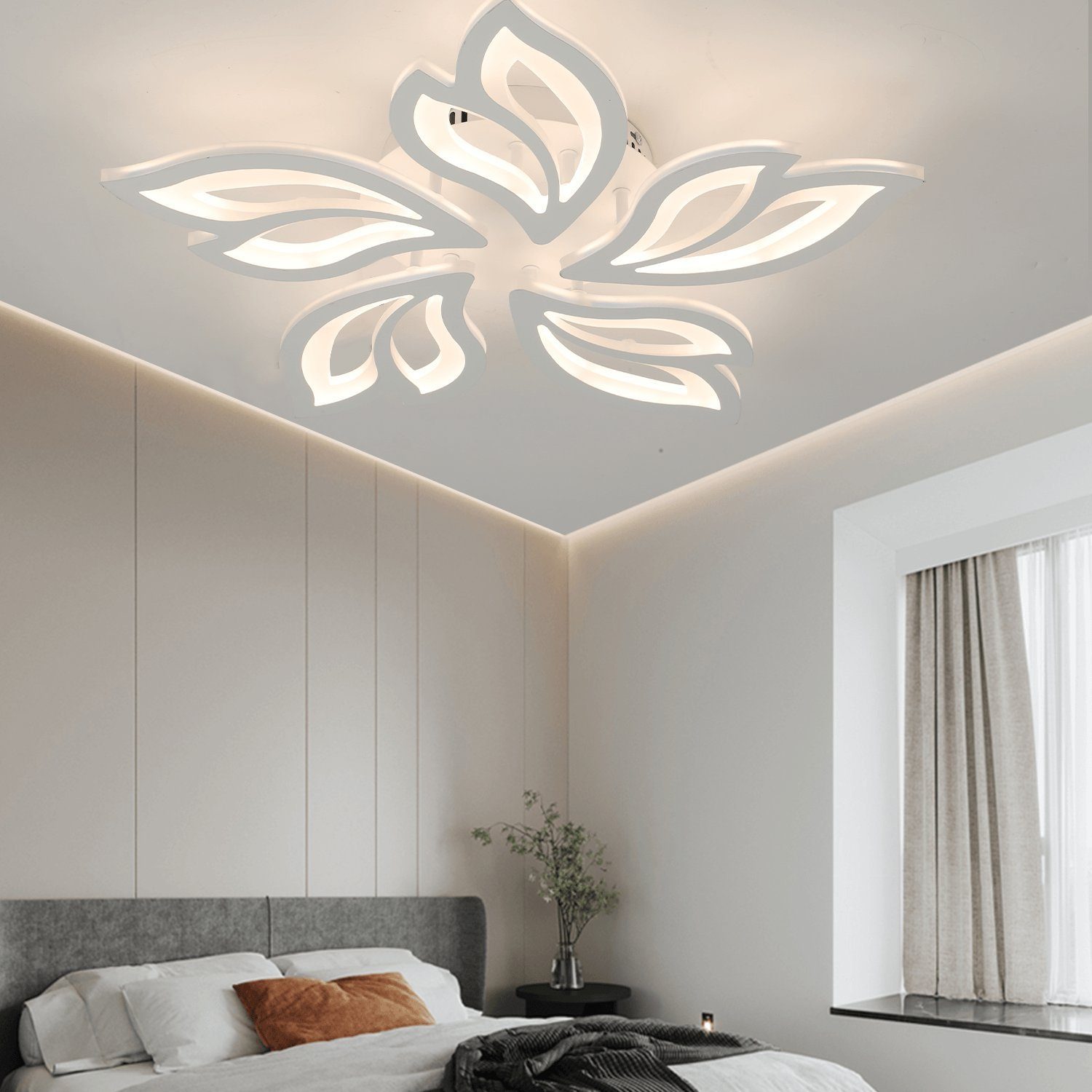 LETGOSPT Deckenleuchte 60W / 80W / 120W Modern LED Deckenleuchte, in Blumenförmiges Design, LED fest integriert, für Schlafzimmer Wohnzimmer Büros