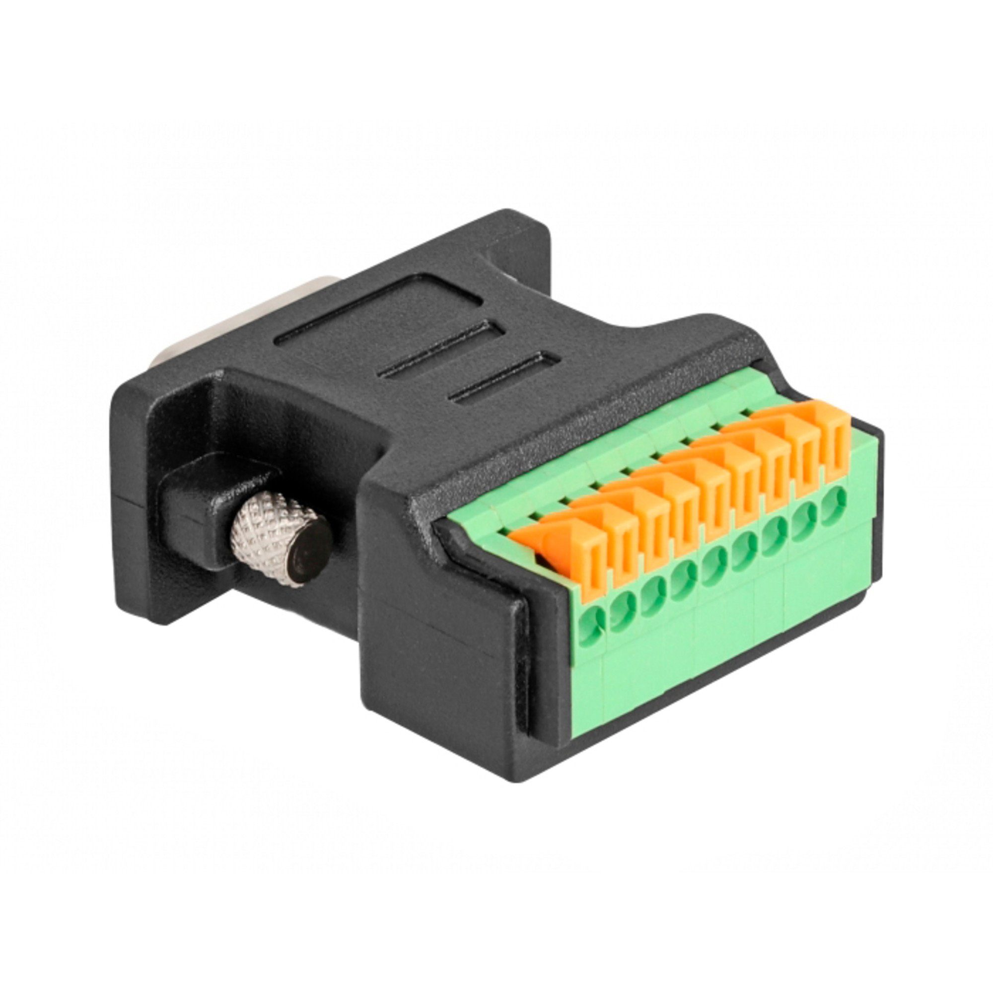 Delock 65566 Adapter Terminalblock Mit Drucktaste Cinch Stecker Delock D-Sub 9 Pin Stecker > Terminalblock Adapter mit Drucktaster Adapter