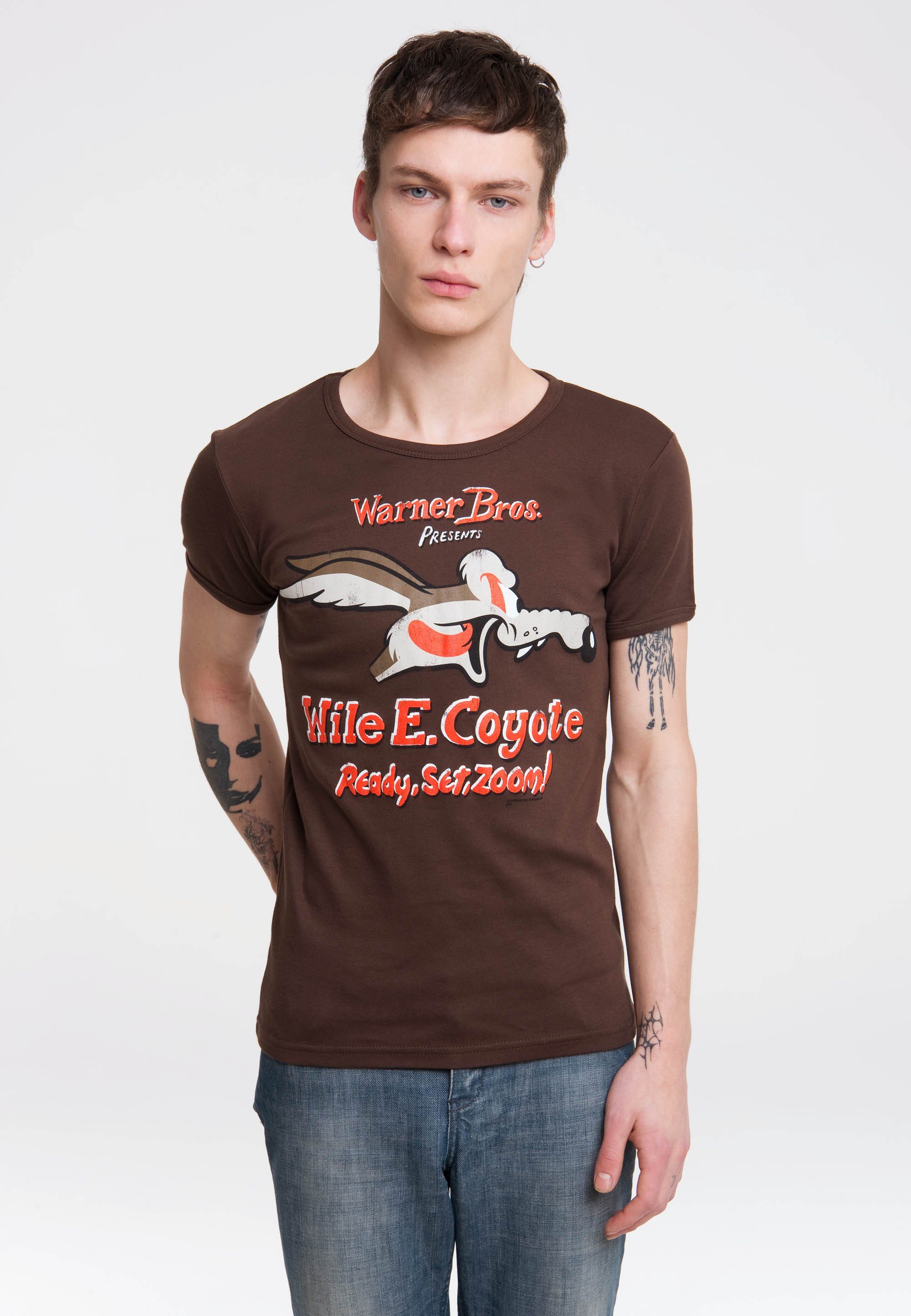 LOGOSHIRT T-Shirt Coyote mit großem Looney Tunes-Druck