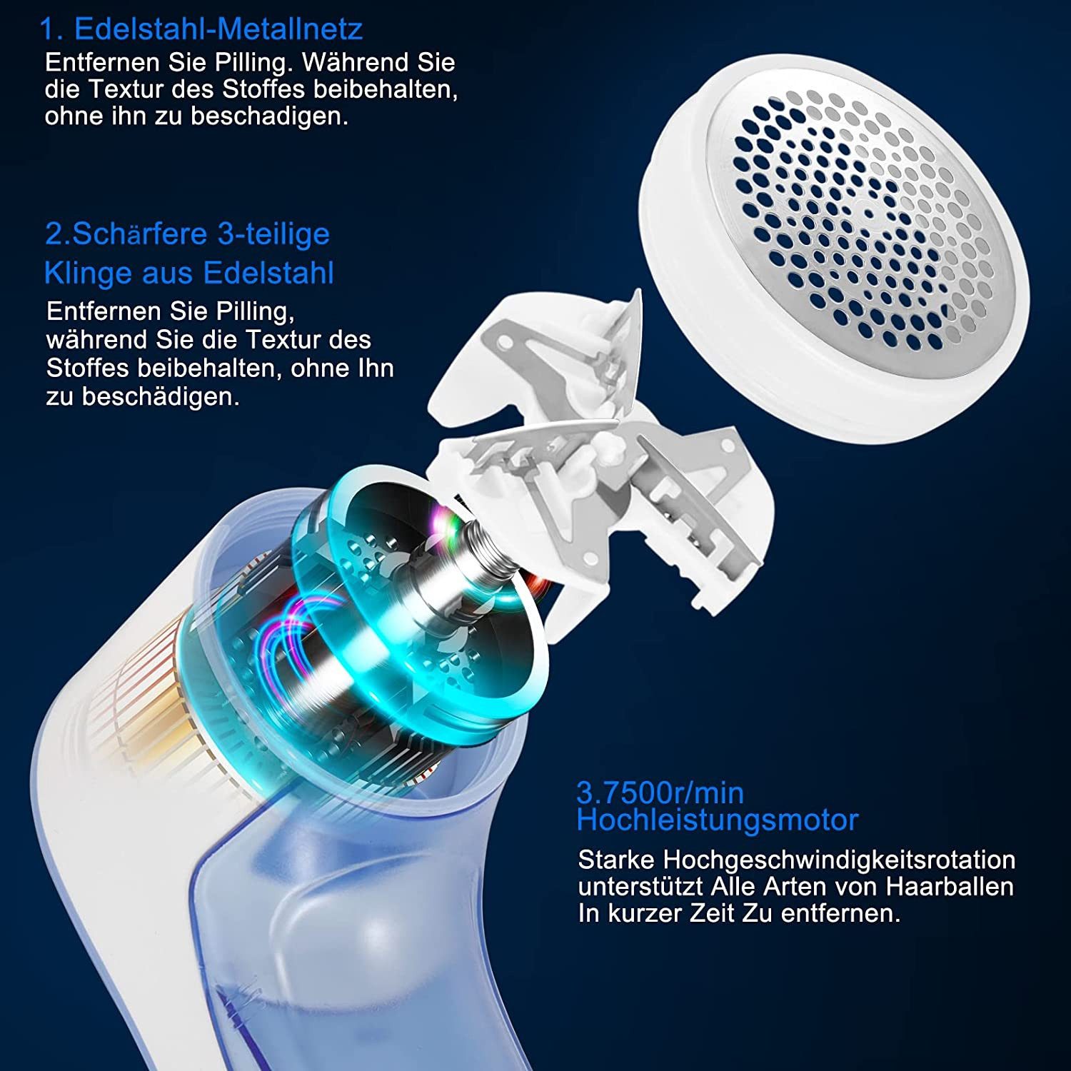 TUWENA Fusselrasierer Elektrisch, Fabric Shaver, Fusselentferner für Pullover und Wolle