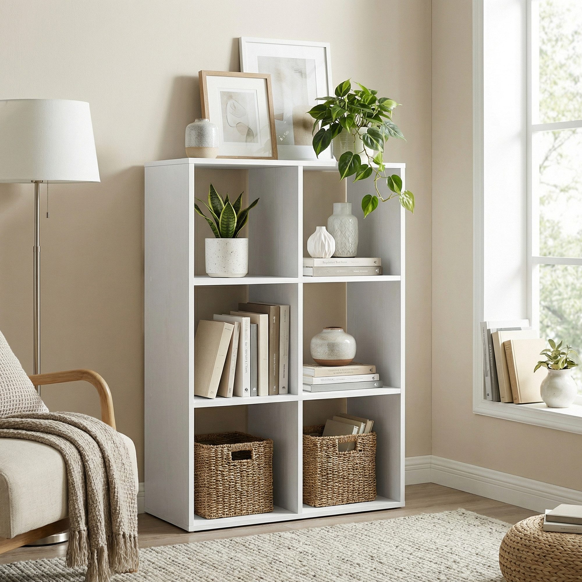 VASAGLE Bücherregal Standregal, mit 6 Fächern, skandinavischer Stil