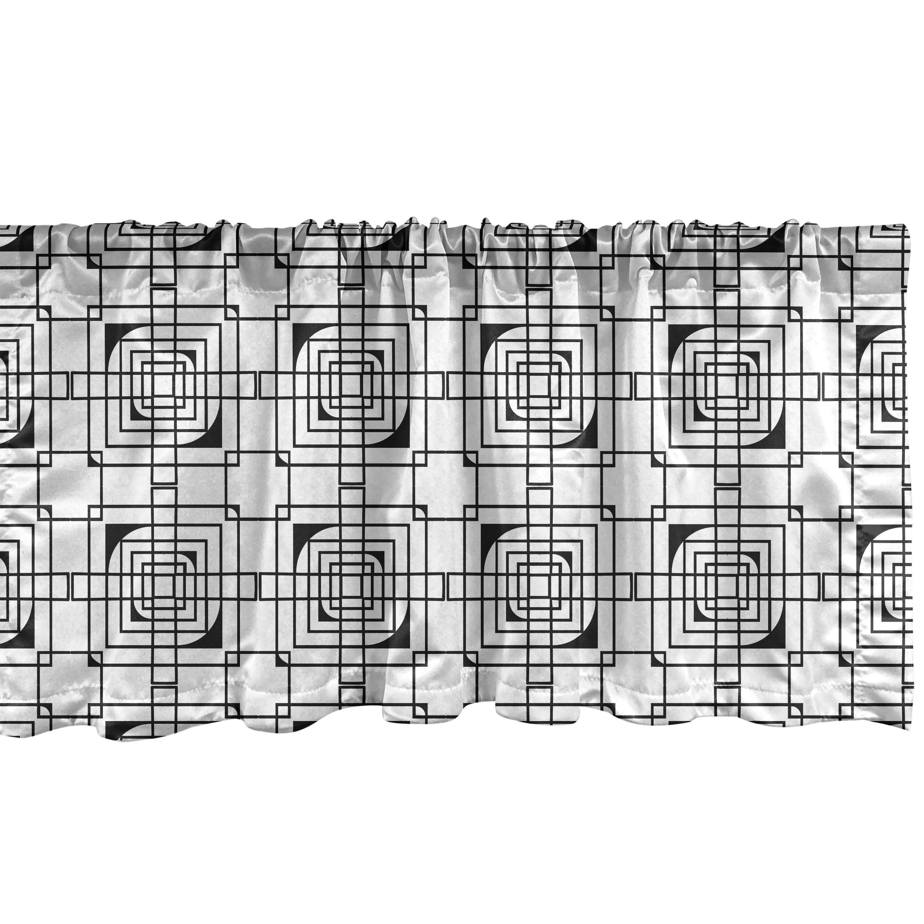 Scheibengardine Vorhang Volant für Küche Schlafzimmer Dekor mit Stangentasche, Abakuhaus, Microfaser, Geometrisch Konzentrische Formen Artwork