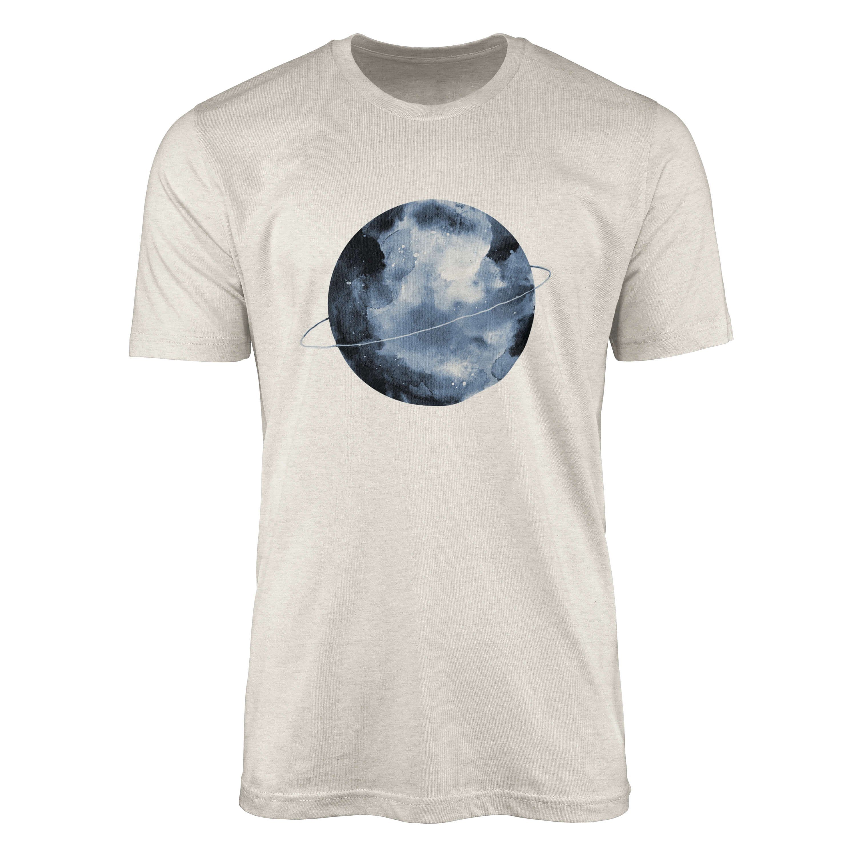 Art gekämmte Motiv Shirt (1-tlg) aus Ökomode Nachhaltig Sinus T-Shirt Herren T-Shirt Vollmond ern 100% Aquarell Bio-Baumwolle