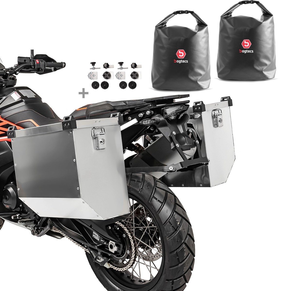 Bagtecs Kofferset Set Motorrad Alukoffer # Atlas 2x36l + Drybag Innentaschen + Anbaukit