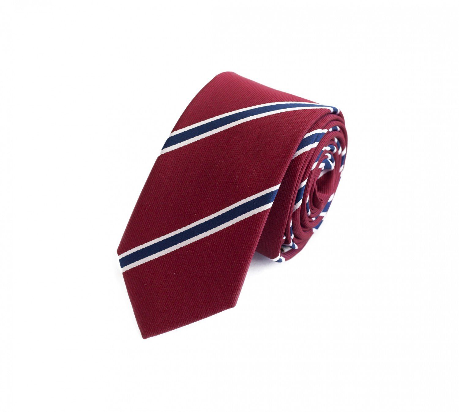 (ohne Krawatte Fabio in 6cm (6cm), Herren Farini Gestreift) mit Schlips Rot/Blau/Weiß Rot Box, Krawatten - Farbton Schmal