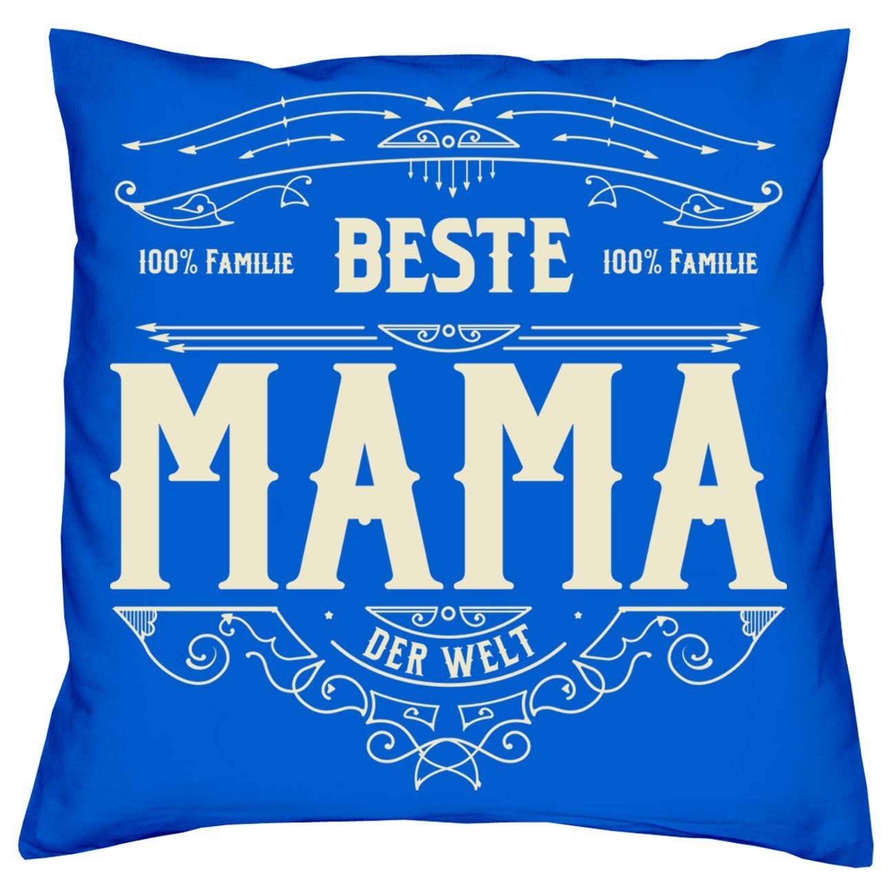Soreso® Dekokissen Kissen-Set Mama Bester royal-blau für Papa Weihnachtsgeschenk Urkunden, Beste Eltern mit