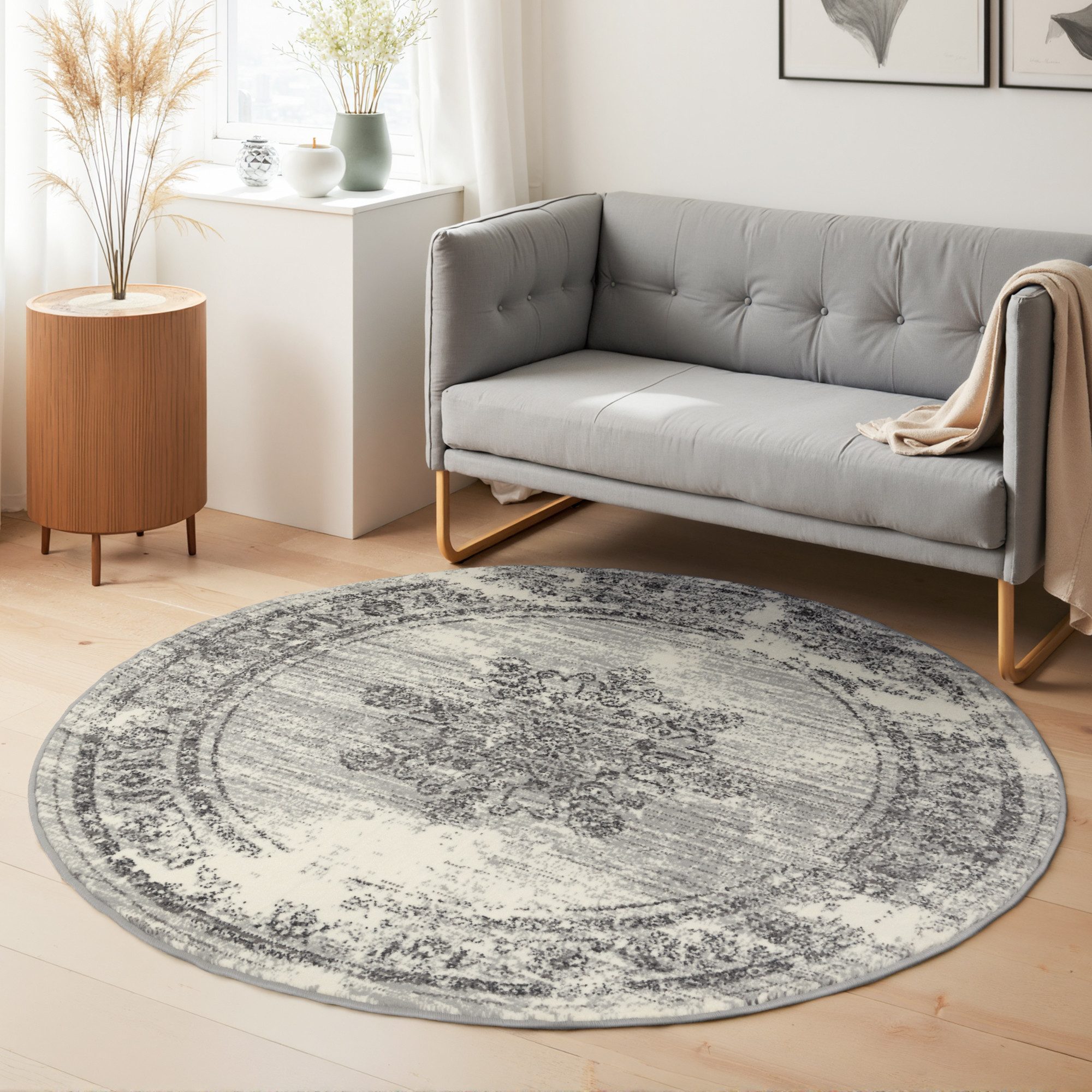 HANSE Home Teppich Lydia, rund, Höhe: 9 mm, Wohnzimmer, Schlafzimmer, Flur, Kurzflor, orientalisch, Vintage, weich