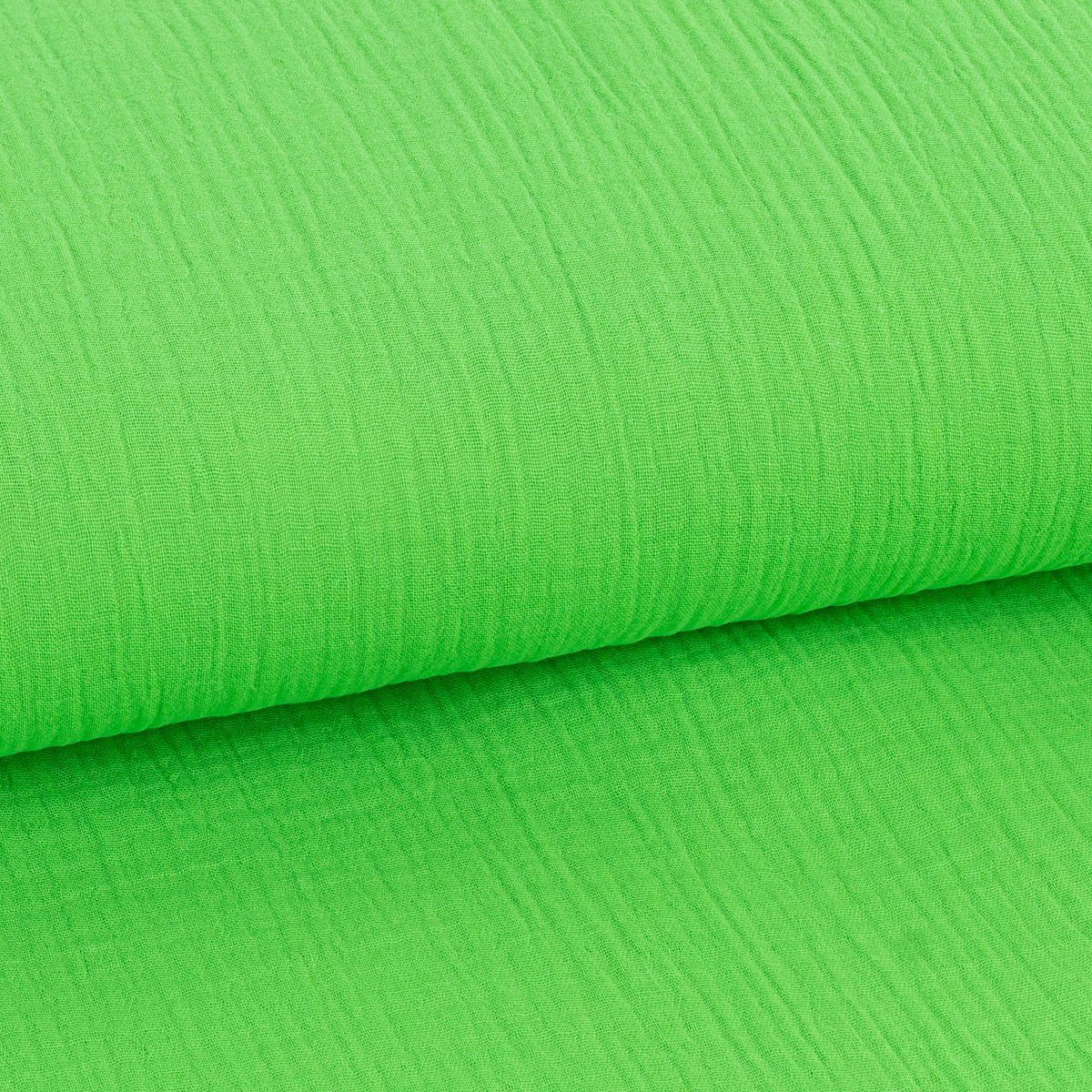 Stoff Musselin Stoff Double Gauze NEON einfarbig grün 1,35m Breite
