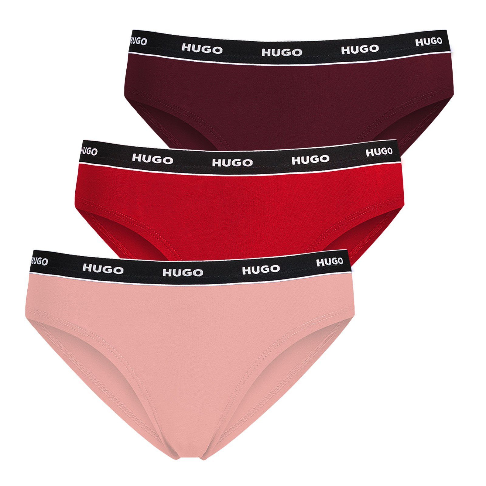 red / (3-St) Cotton / Slip HUGO bordeaux Logobund 972 mit Stretch rose