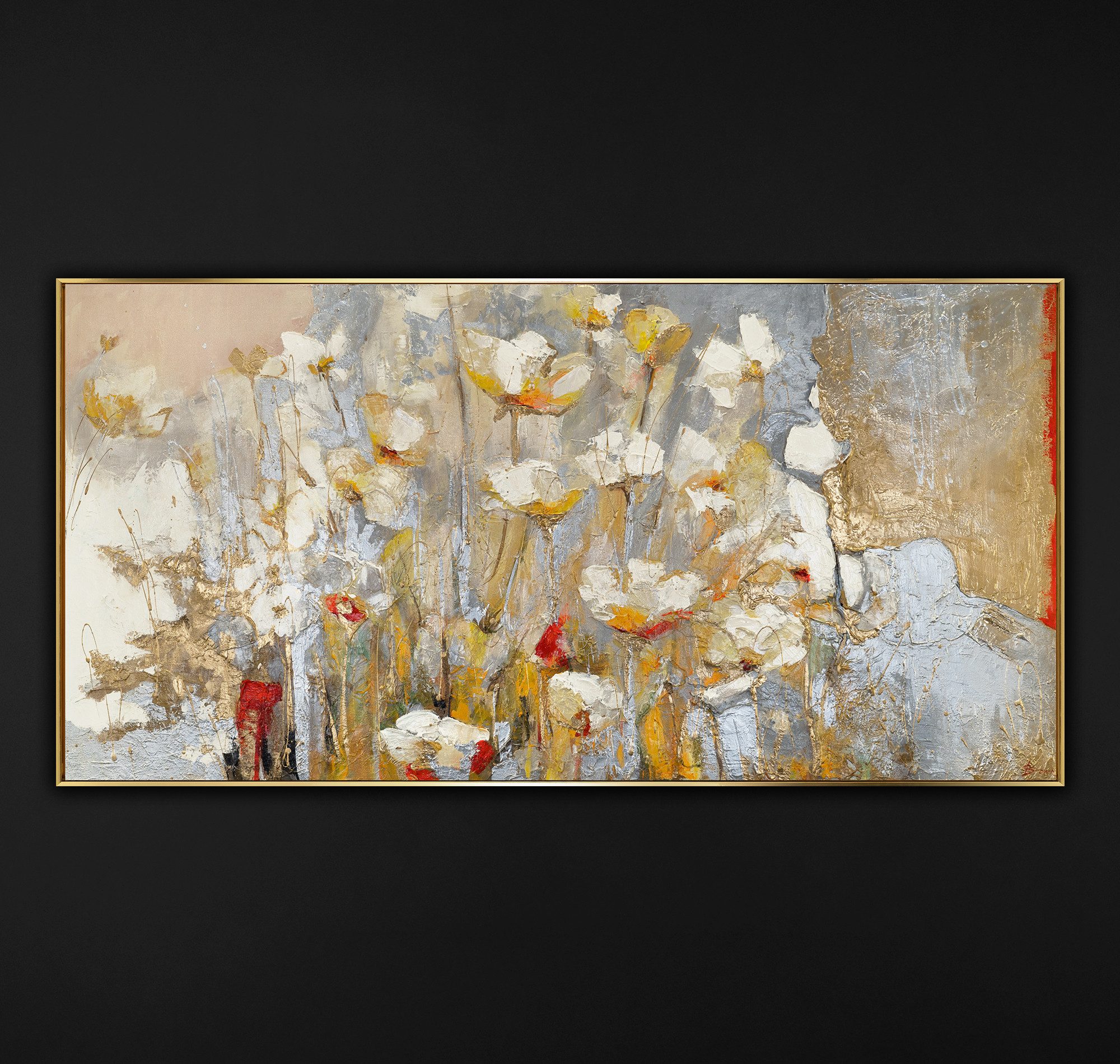 YS-Art Gemälde Frühlingsduft, Blumen, Blumenstrauß in hellen Farben, gerahmtes Leinwandbild