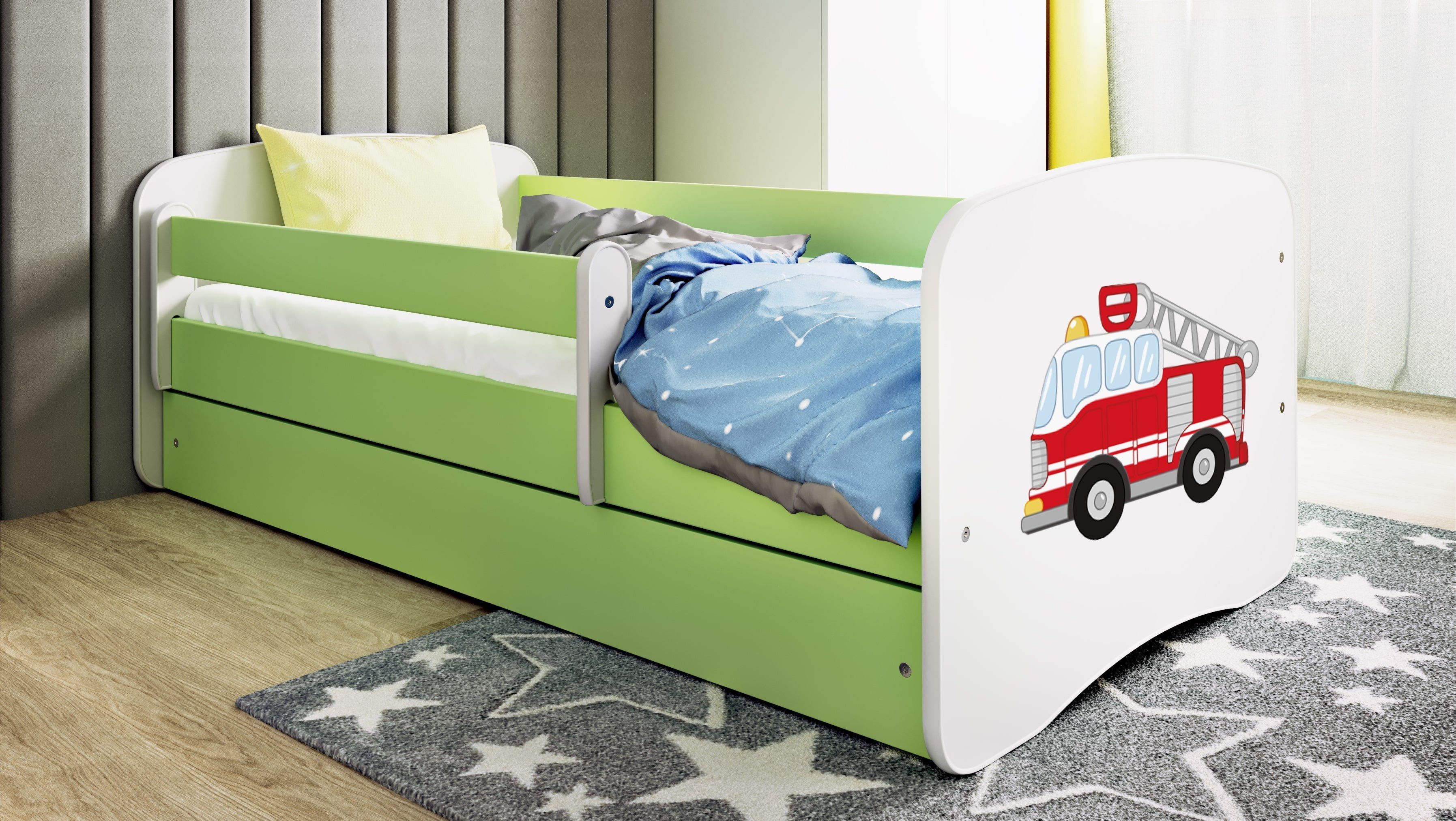 Bjird Kinderbett Babydream 180x80 cm 160x80 cm 140x70 cm (optional mit Matratze, mit Schublade Rausfallschutz und Lattenrost), verschieden Farben und Varianten für Mädchen und Jungen