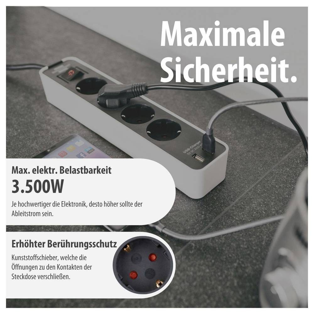 Brennenstuhl Steckdosenleiste Ecolor 4-fach mit USB 1153240026 Steckdosenleiste, mit USB – Bild 5 von 5