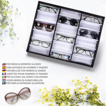 Kurtzy Organizer Brillen- und Sonnenbrillenbox mit 18 Fächern zum Verschließen, 18-Fach Brillenbox