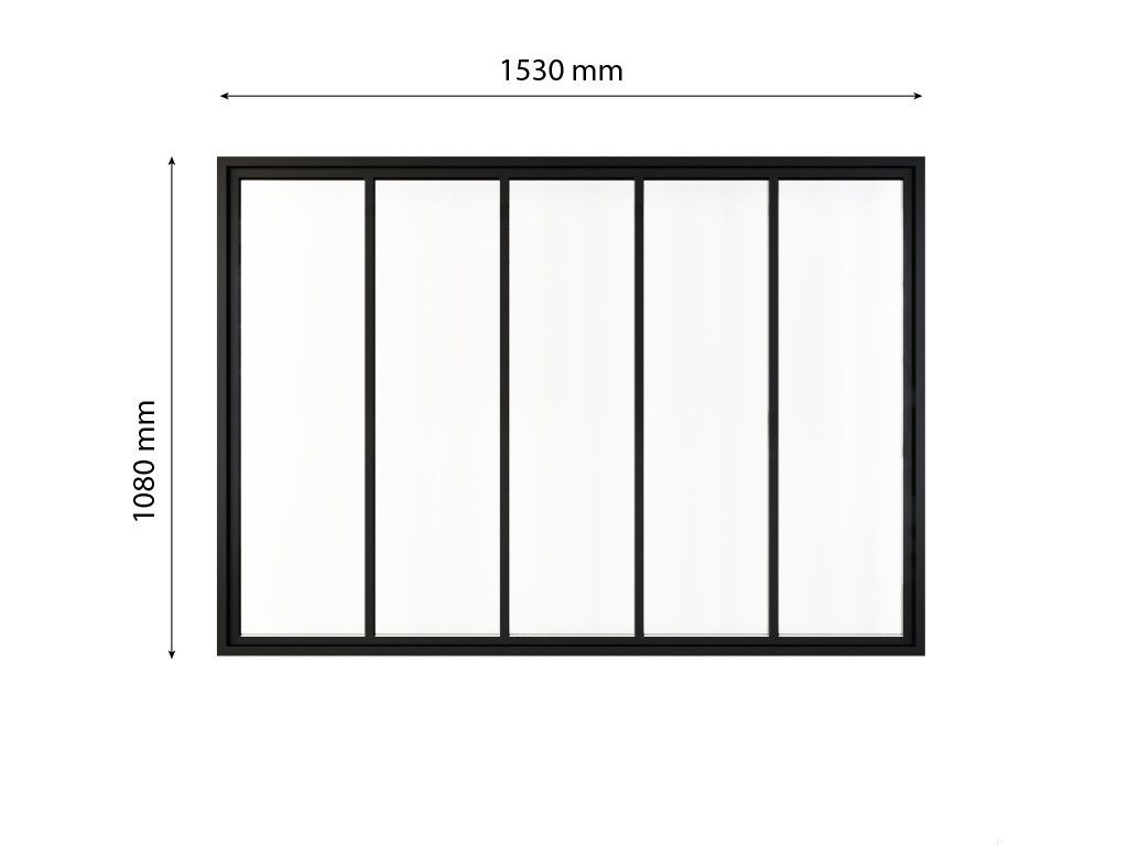 inova wohnen Fenster Klarglas mit schwarzem Stahlrahmen, Innenfenster, 153 x 108 cm, 4 mm Sicherheitsglas, vormontiert