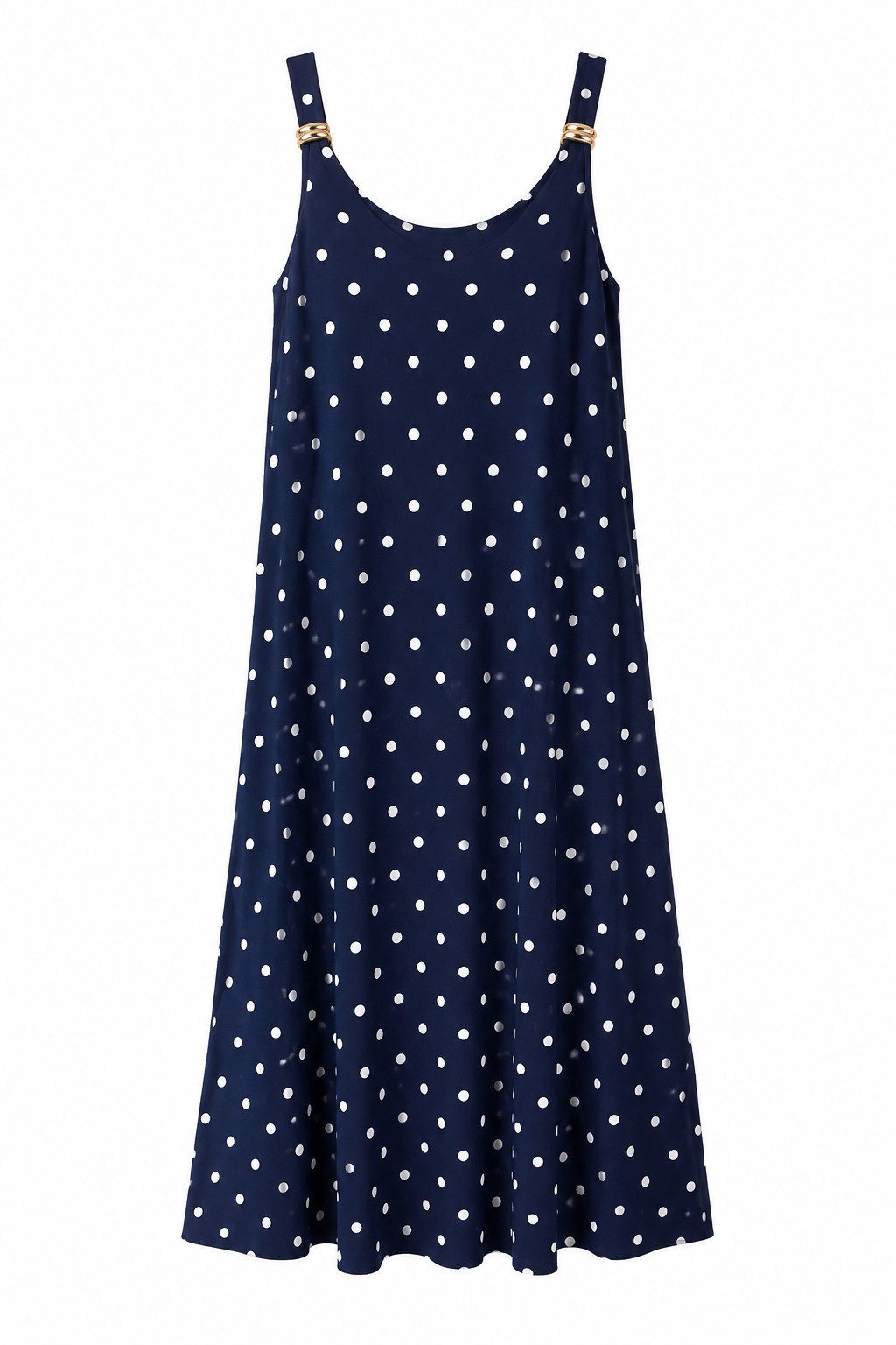 ITALY VIBES Sommerkleid - gepunktetes Trägerkleid mit goldenen schließen für Damen ONE SIZE - passend für Größen M - XL