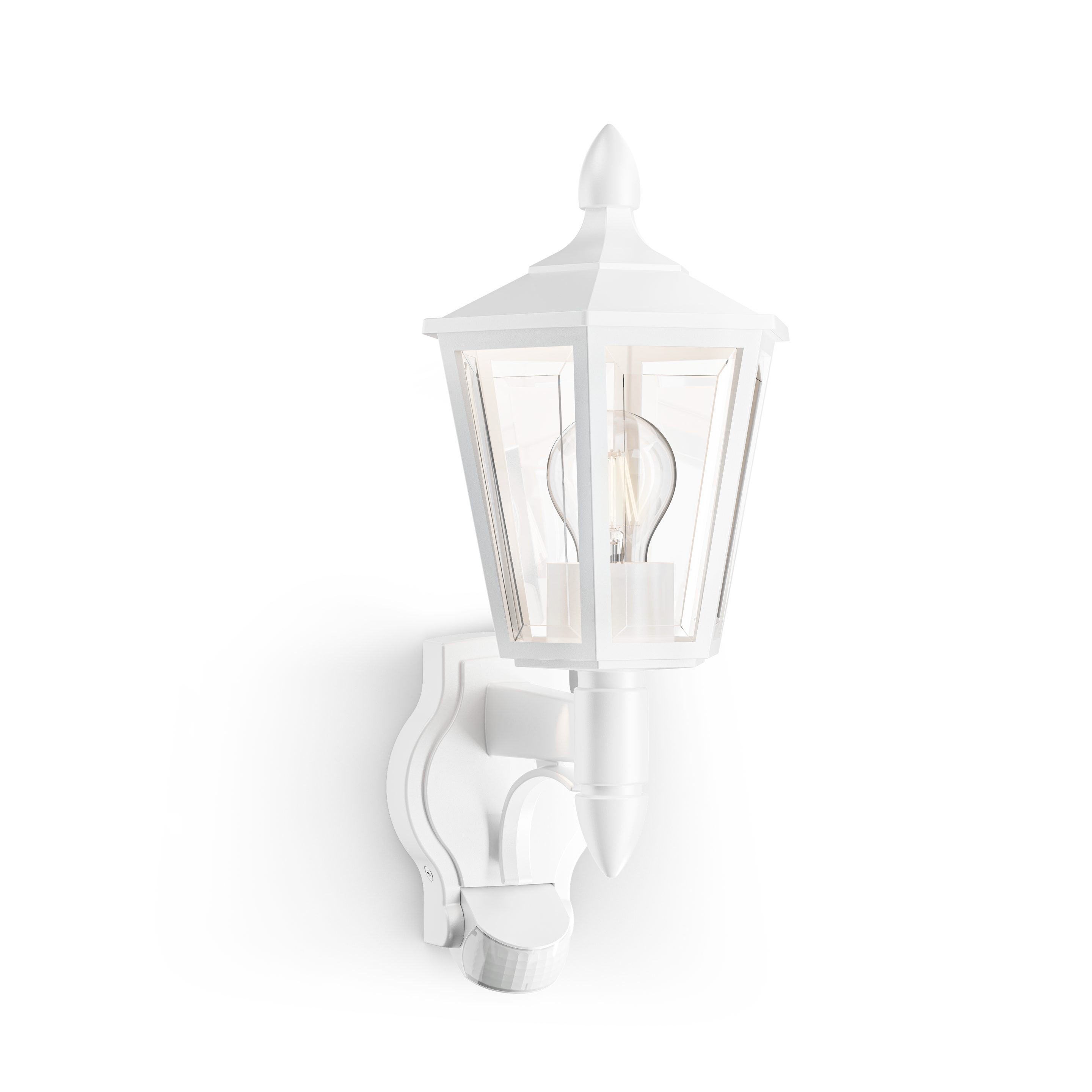 steinel Außen-Wandleuchte Außenwandleuchte L 16 S, mit Bewegungsmelder, Laterne, weiss, ohne Leuchtmittel