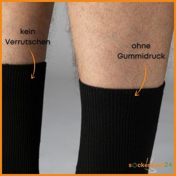 sockenkauf24 Diabetikersocken 12 Paar Damen & Herren Socken ohne Gummibund (Schwarz, 39-42) 100% Baumwolle 11000