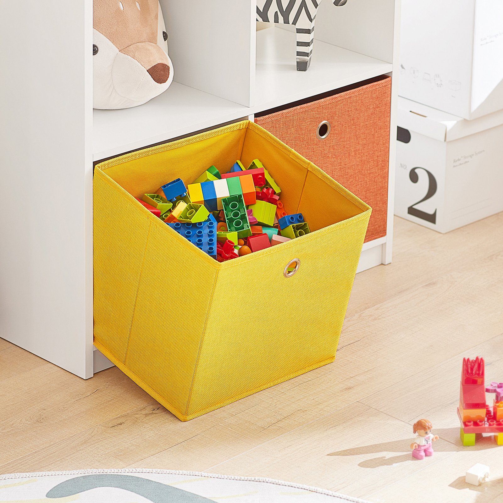 mit mit KMB49, Spielzeugregal Haus-Design Stoffboxen 2 SoBuy Kinderregal Bücherregal