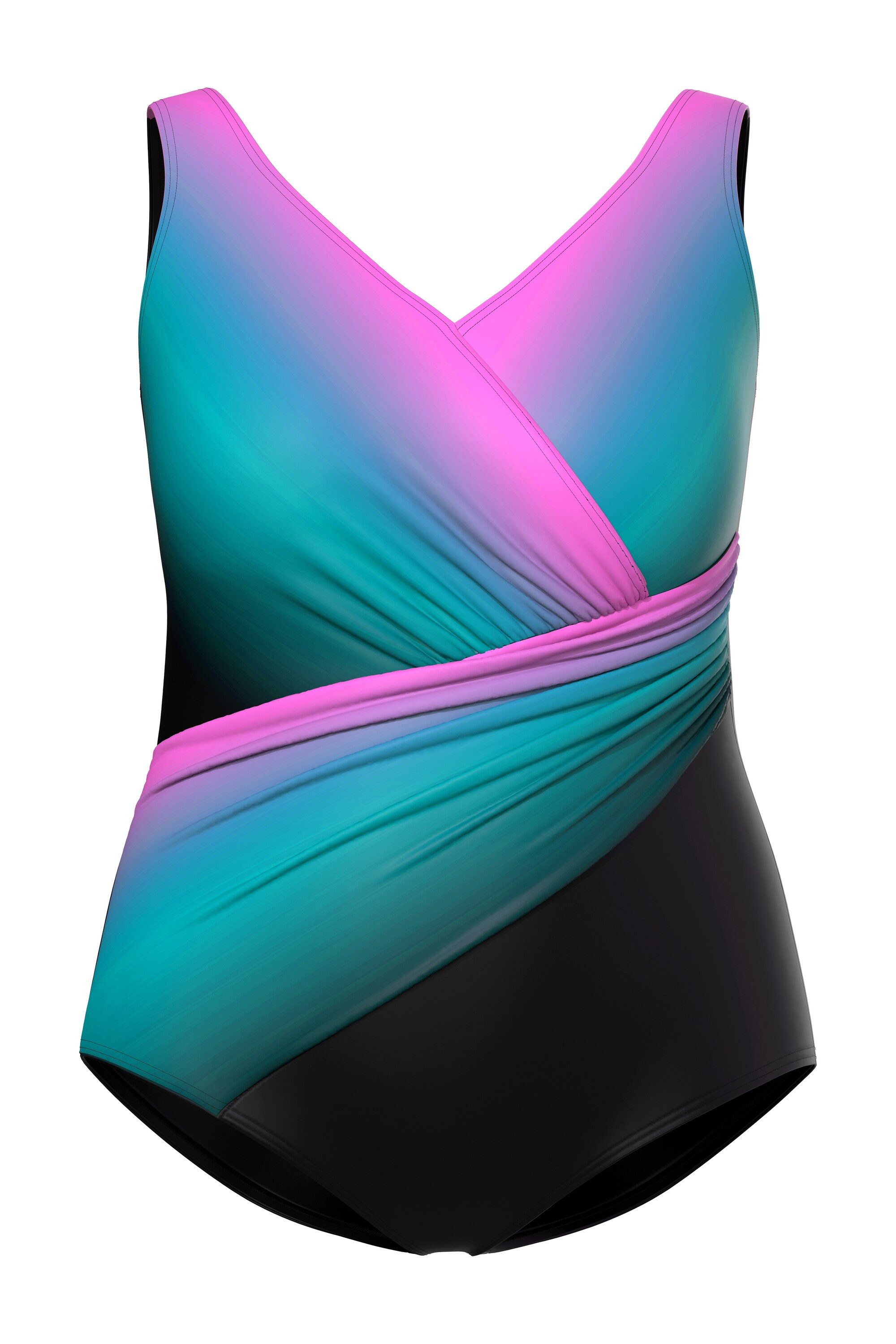 Ulla Popken Badeanzug Badeanzug Drapierung Farbverlauf Softcups recycelt günstig online kaufen