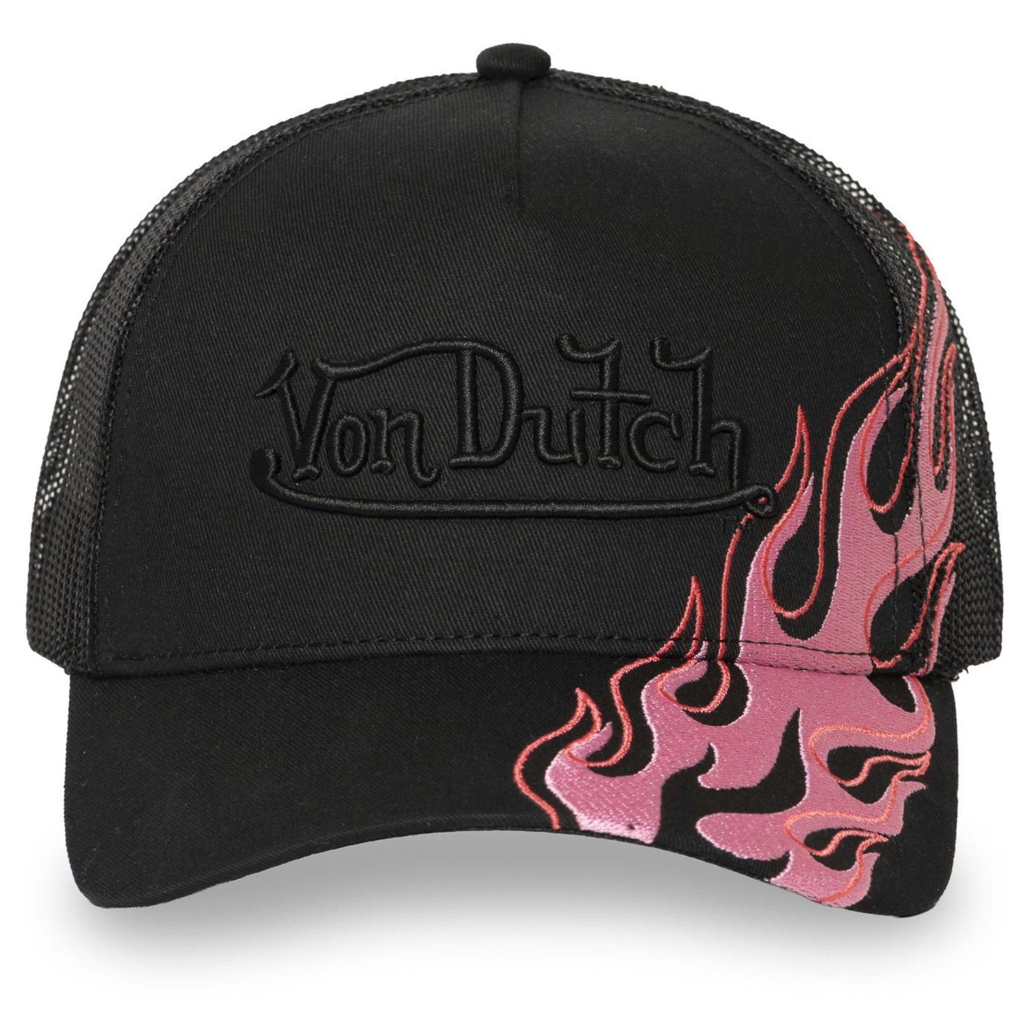 Von Dutch Trucker Cap Von Dutch Originals Trucker Cap - Baseball FLAMME Black/Fire Rose (Basecap, Basecap, Meshcap, Trucker Kappe) gestickte Flamme