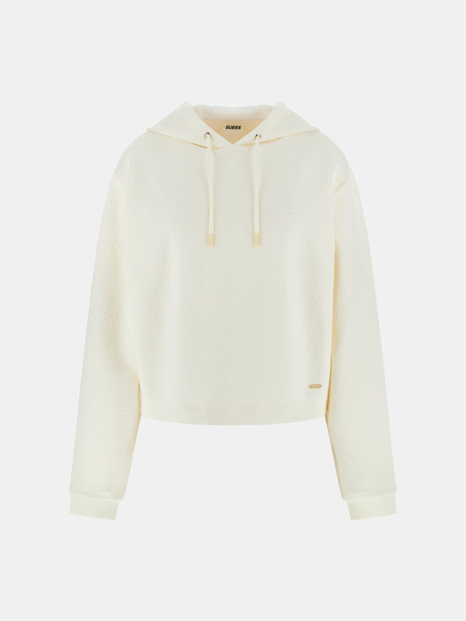 Guess Sweatshirt – Struktur-Sweatshirt mit Kapuze und All-Over-Logo Kordelz günstig online kaufen