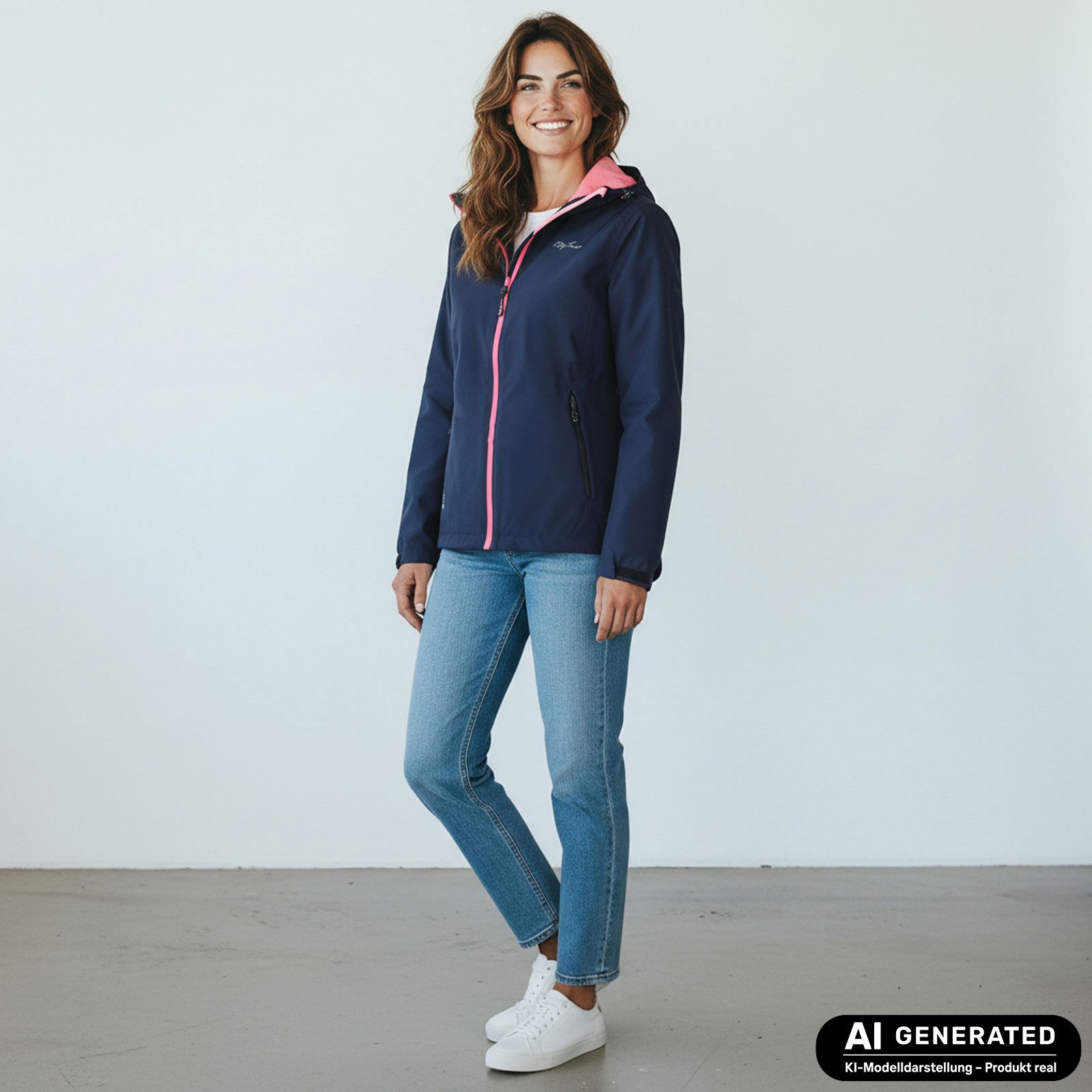 Dry Fashion Fahrradjacke Spiekeroog Damen Funktionsjacke - Regenjacke leicht & verstaubar Jacke Wasserdicht, Windicht, Atmungsaktiv, Kapuze mit Vorderschirm