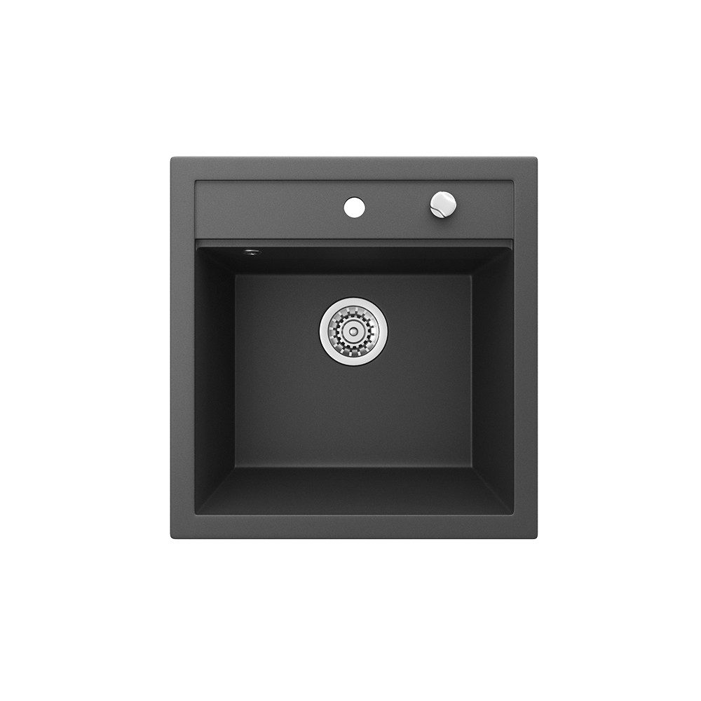 Bergstroem Granitspüle Tesa, Schwarz, 50 x 49 cm, Rechteckig, 49/51 cm, Resistent gegen chemische Substanzen