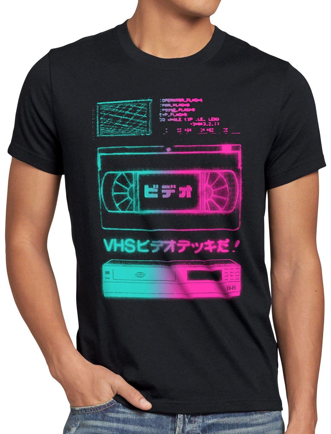 fernseher videokassette showview Print-Shirt Tape Herren VHS T-Shirt vcr style3