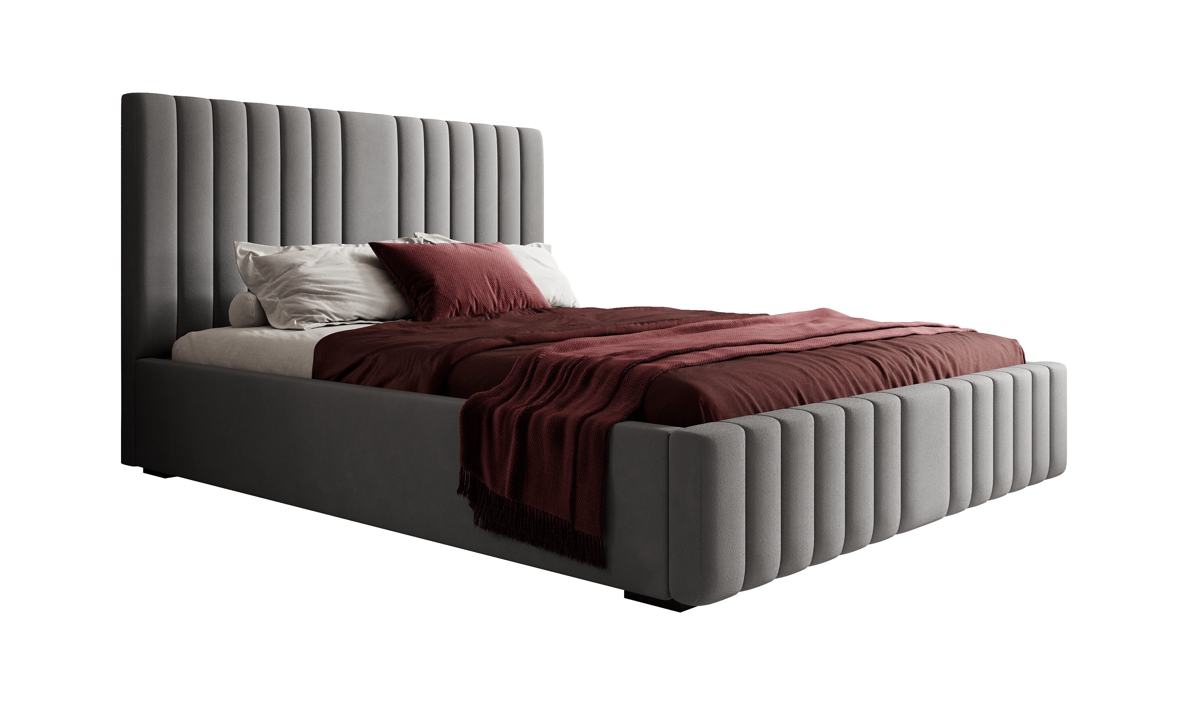 VIVENTE Möbel Polsterbett NAXOS Samt Bezugstoff MAGIC VELVET, Bettkasten Lattenrost 32 Lamellen (wahlweise Holz- oder Metallrahmen Lattenrost, 32 Lamellen), mit großem Bettkasten in versch. Breiten und Farben