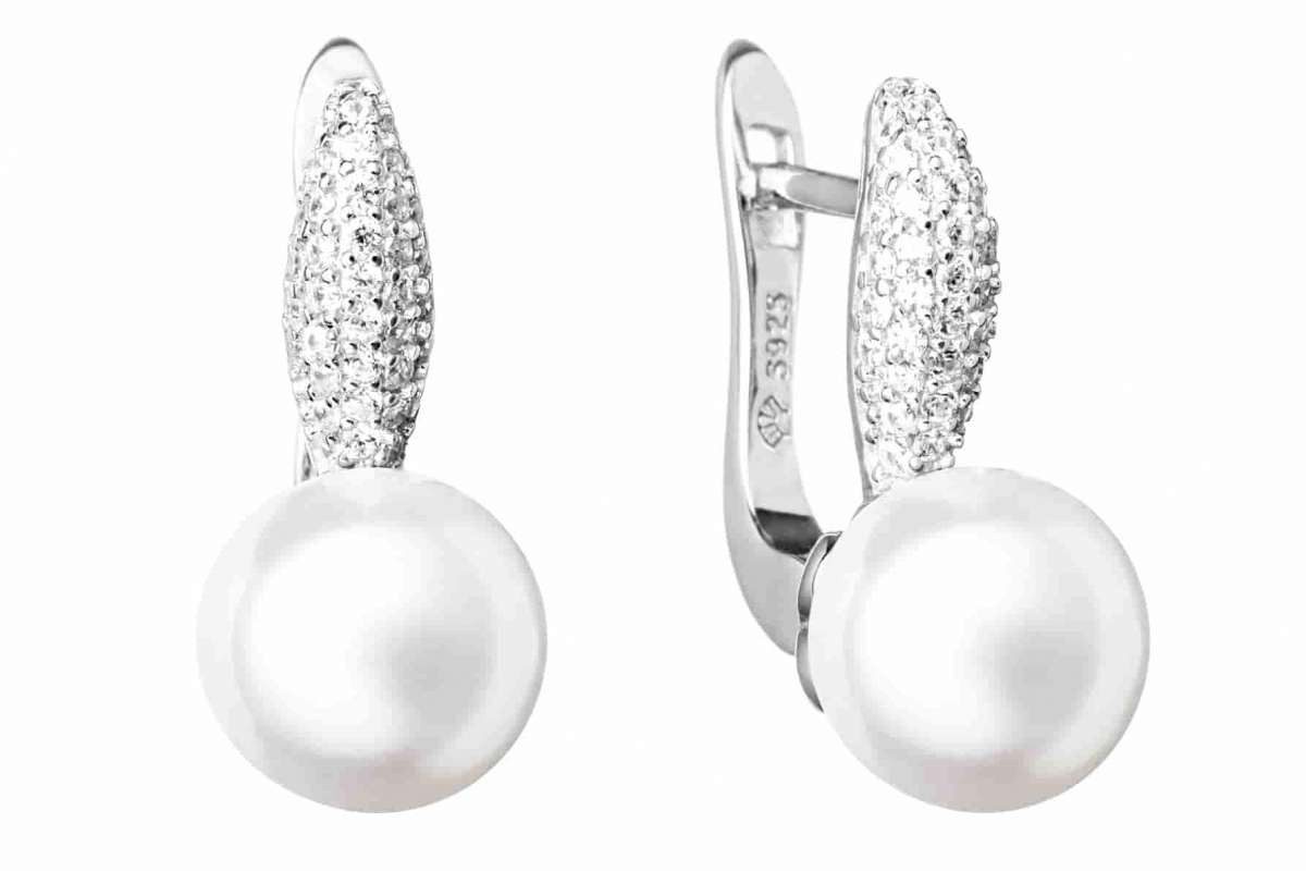 Gaura Pearls Сережки з бісеру Modern weiß rund 8.5-9 mm Süßwasserzuchtperle Zirkonia
