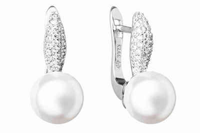 Gaura Pearls Perlenohrringe Modern weiß rund 8.5-9 mm Süßwasserzuchtperle Zirkonia
