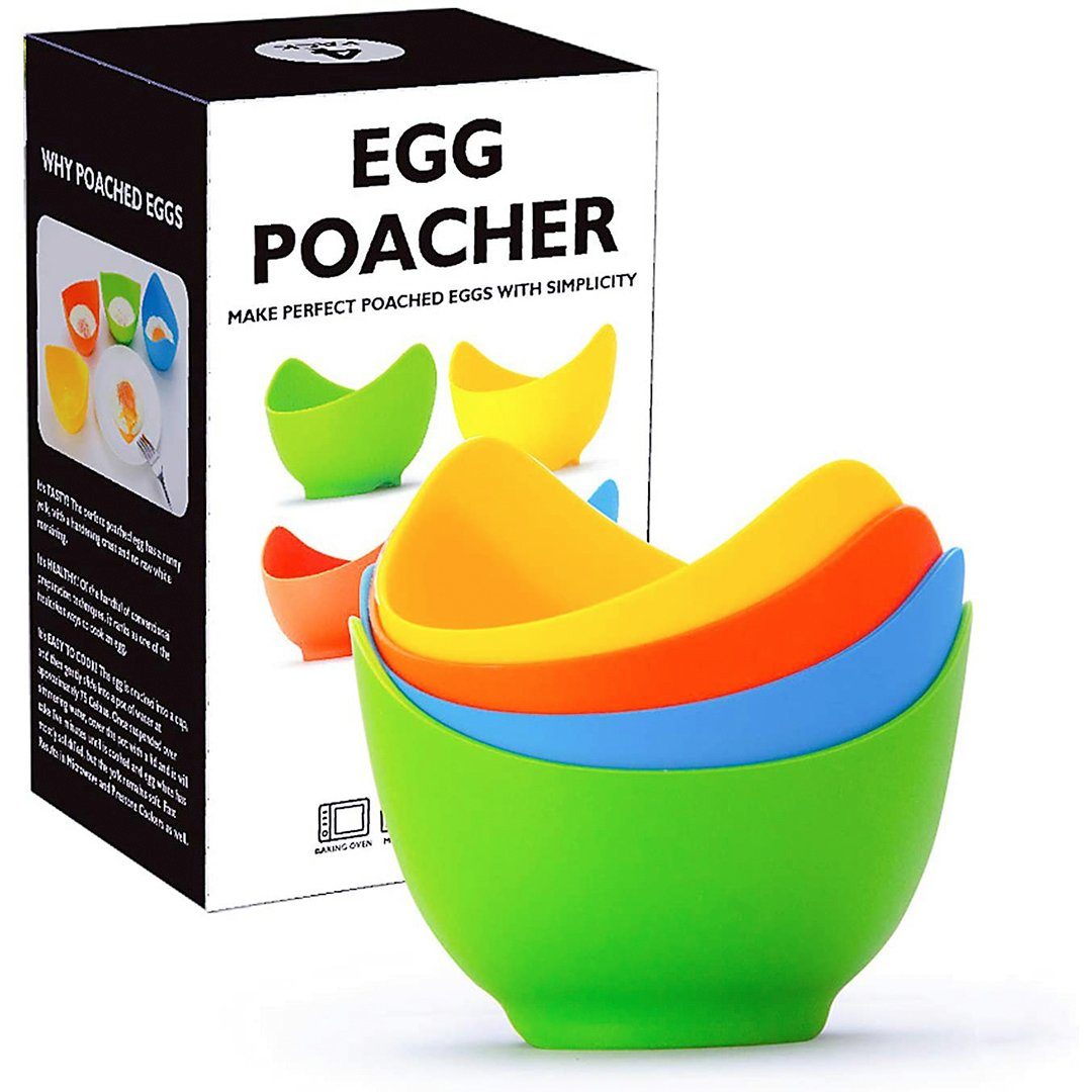 BEARSU Eierkocher Silikon-Ei-Pochierer,BPA-frei Lebensmittel-Grade Material  Eier-Pochier-Tassen,eignet sich zum Kochen von Eiern in der Mikrowelle oder  im Herd und ist mit einer zusätzlichen Silikonölbürste