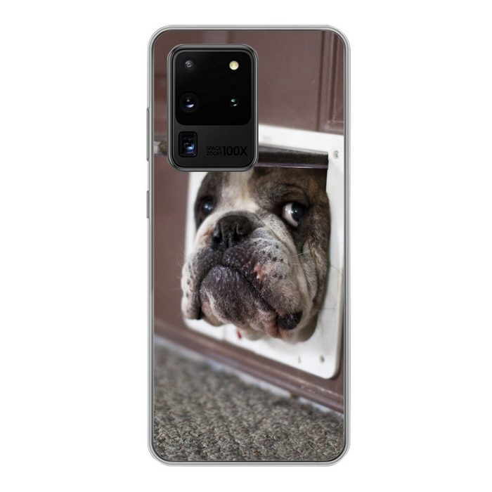 MuchoWow Handyhülle Hund - Lustig - Katzenklappe - Kinder - Jungen - Mädchen - Kinder Phone Case Handyhülle Samsung Galaxy S20 Ultra Silikon Schutzhülle