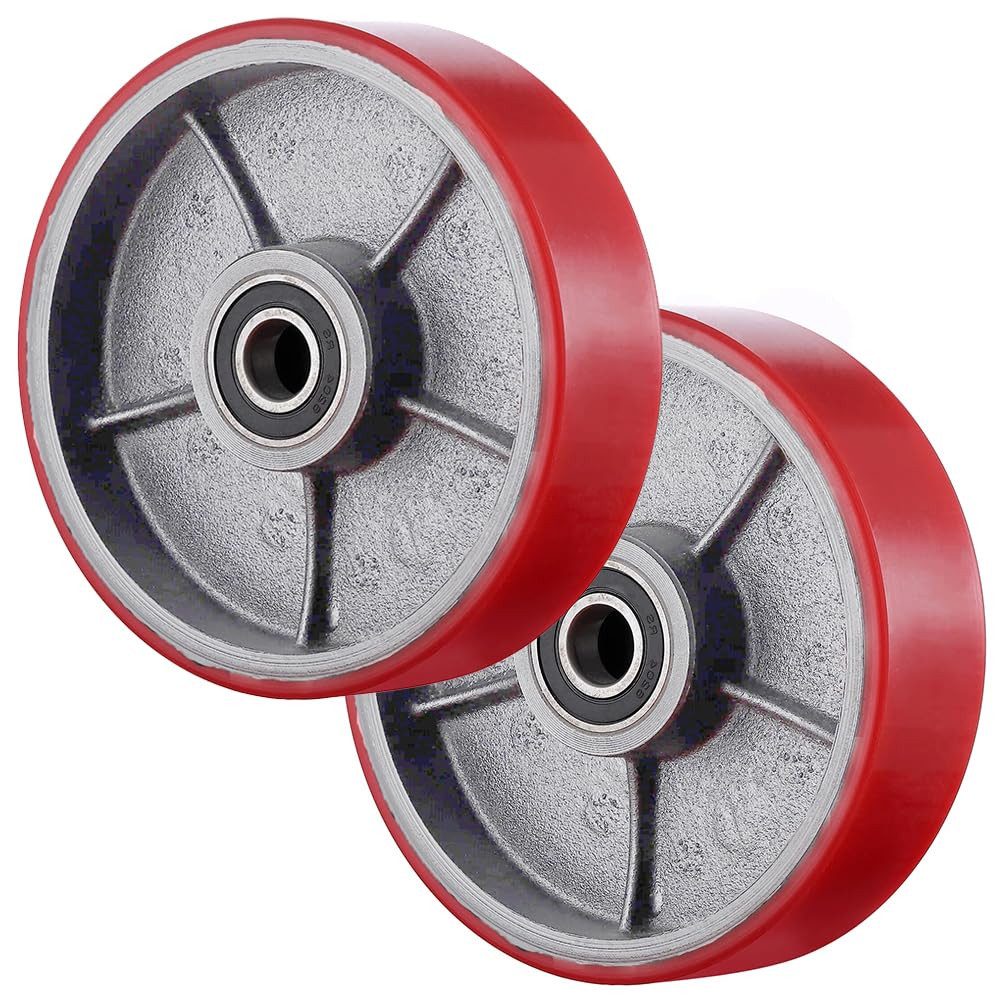 XERSEK Hubwagen Rollen 2X Polyurethan Laufrollen 200x50 mm Max.3000kg Achse 20 mm, Hubwagenrollen Palettenrollen Ersatzrollen Räder Rollen für Hubwagen