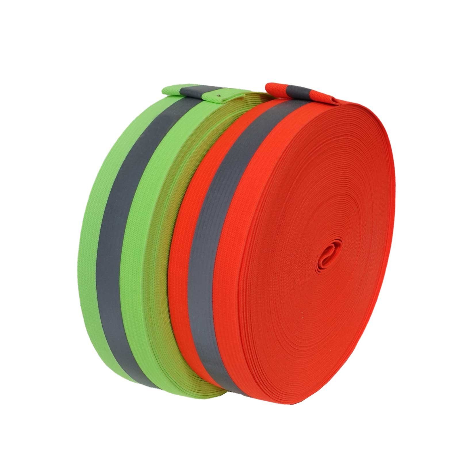 maDDma Reflektorband 1m Gummiband mit Reflexstreifen 40mm meterware Reflektorband Farbwahl, neongelb