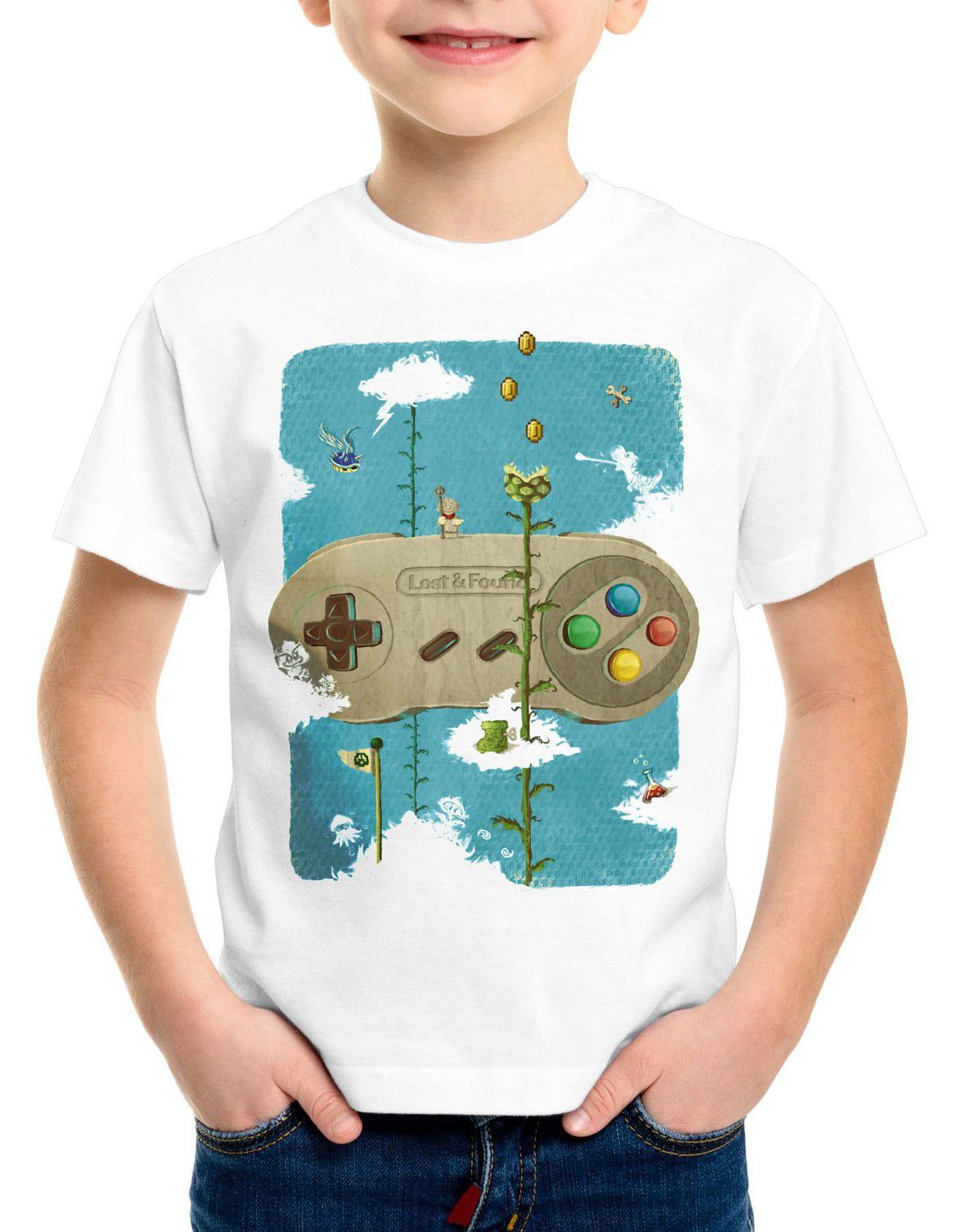 style3 Print-Shirt Kinder T-Shirt 16-Bit Nostalgie snes mario super kart 8-bit yoshi