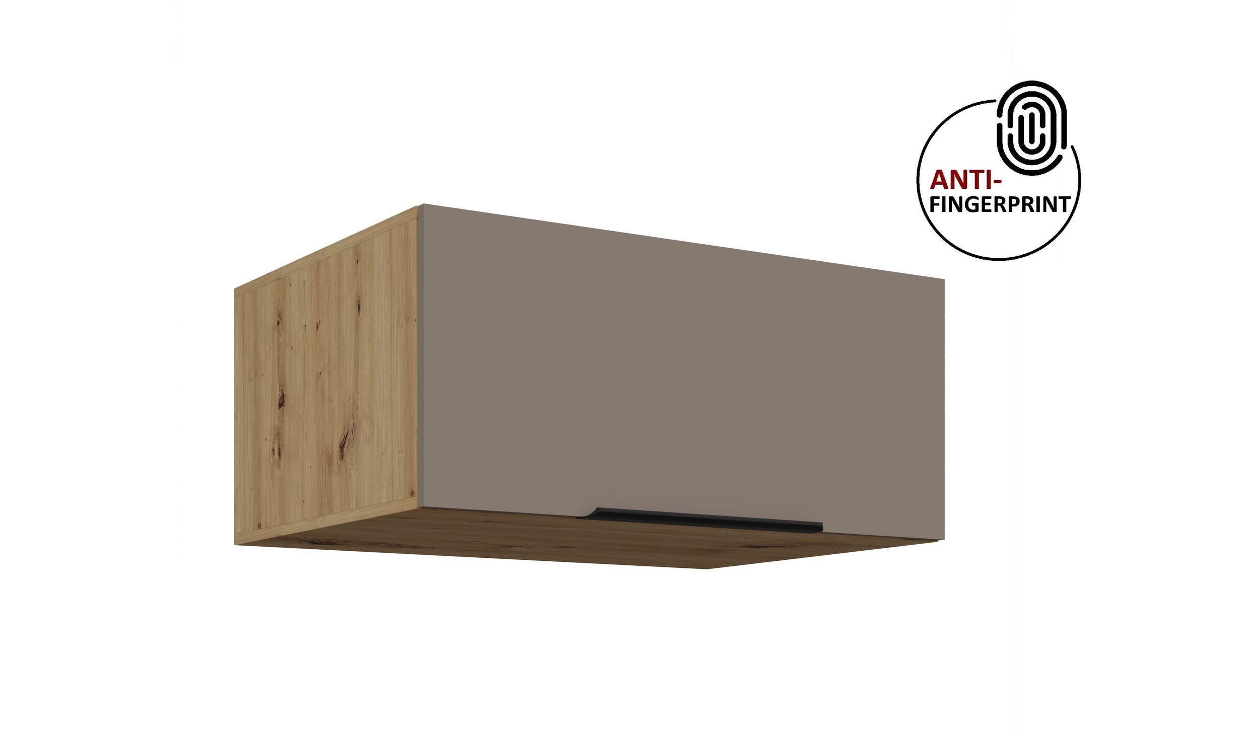 Küchen-Preisbombe Aufsatzschrank 80 cm Küche ARIA Sandgrau Küchenzeile Küchenblock Anti Fingerprint