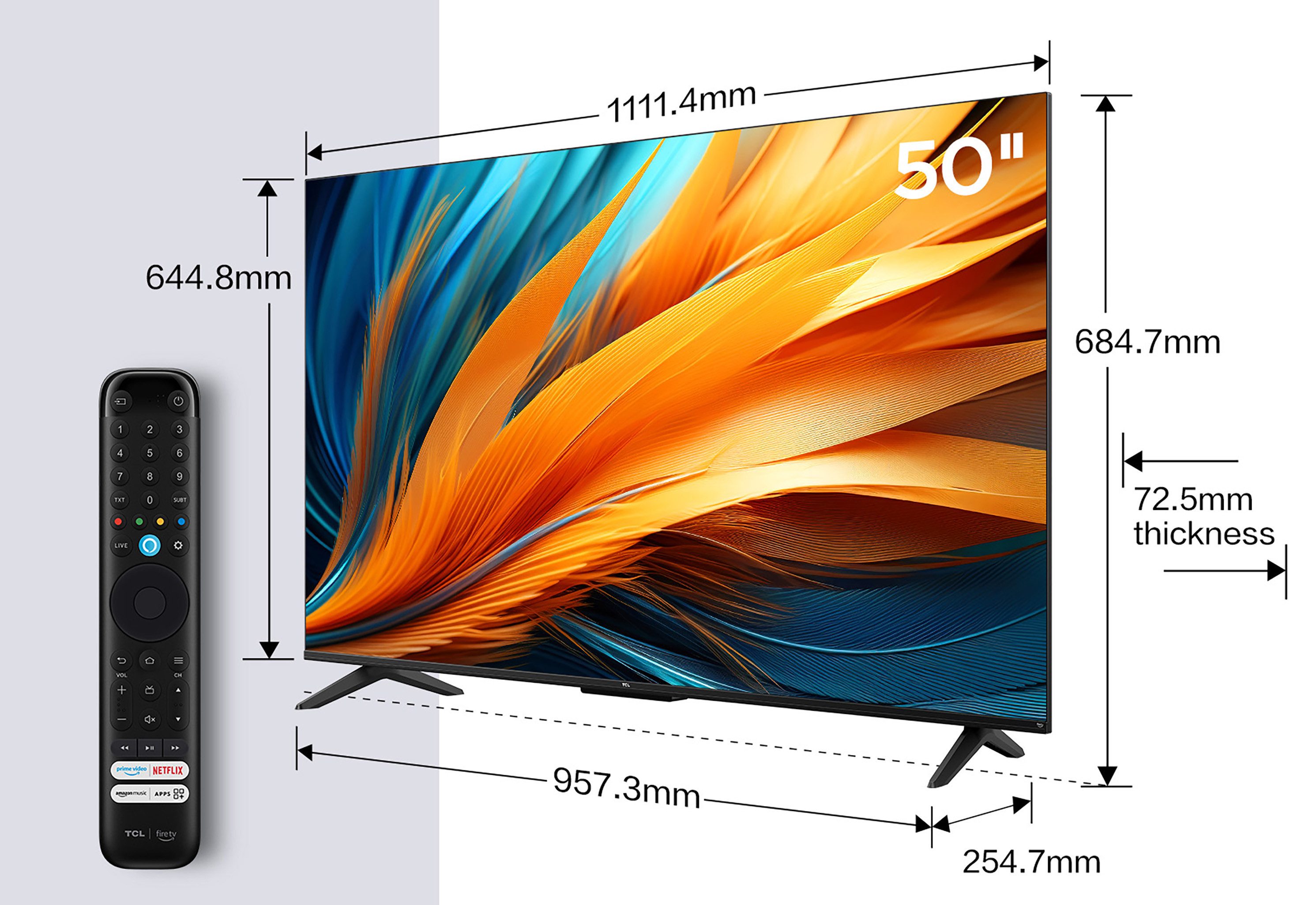 TCL 50PF650 LED-Fernseher (126 cm/50 Zoll, 4K Ultra HD, Fire TV, Fire TV / Smart TV, Dolby Vision HDR, Alexa, Triple-Tuner)