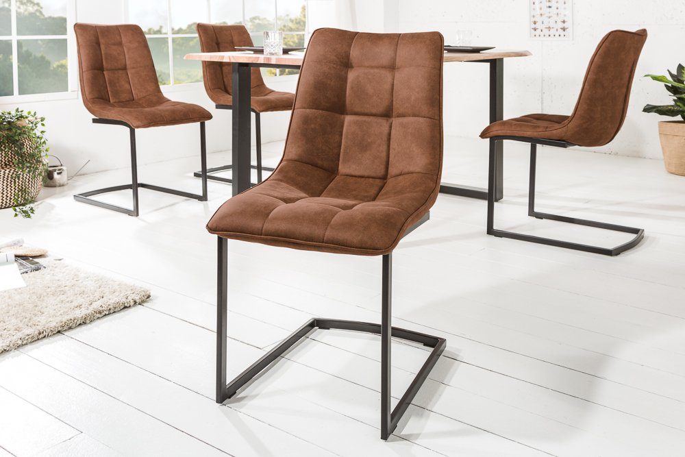 riess-ambiente Freischwinger MIAMI braun antik / schwarz, Esszimmer · Microfaser · Metall · Industrial
