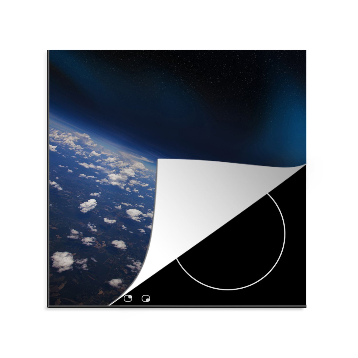MuchoWow Herdblende-/Abdeckplatte Die Erde aus dem Weltraum, Vinyl, (1 tlg), 78x78 cm, Ceranfeldabdeckung, Arbeitsplatte für küche