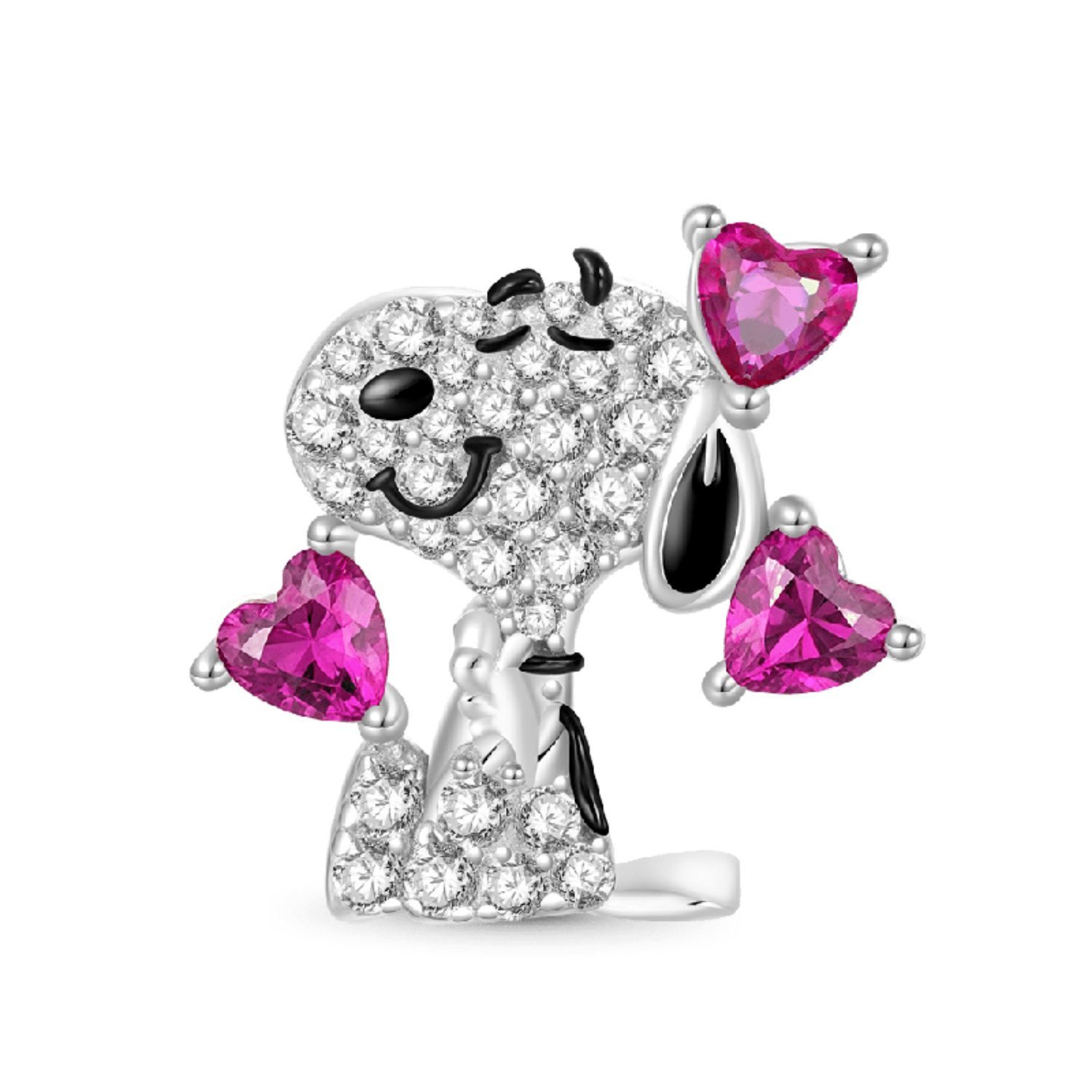 Gnoce Bead Gnoce Snoopy Herz-Glitzer Charm IVC118