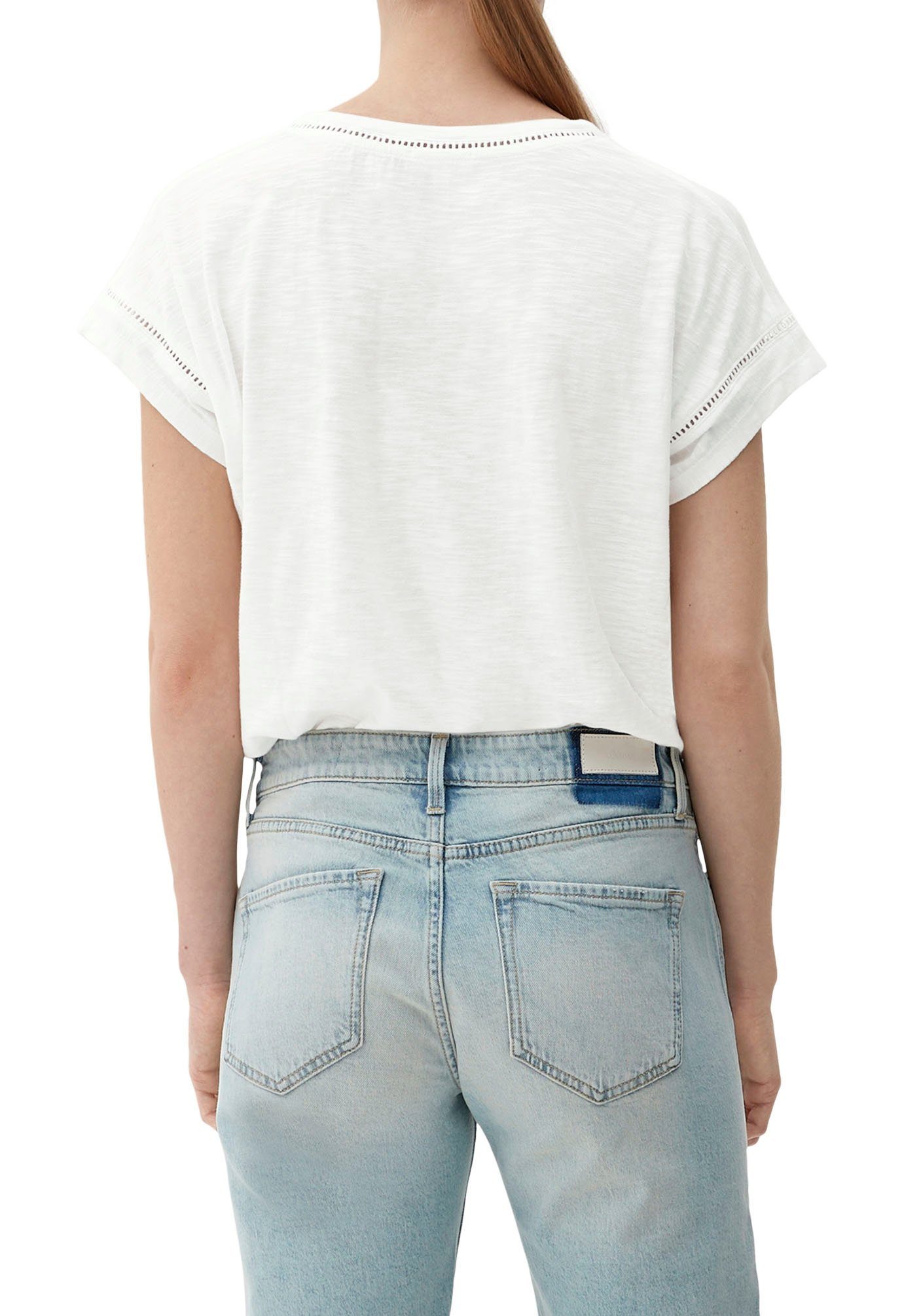 white mit Zierborte s.Oliver T-Shirt