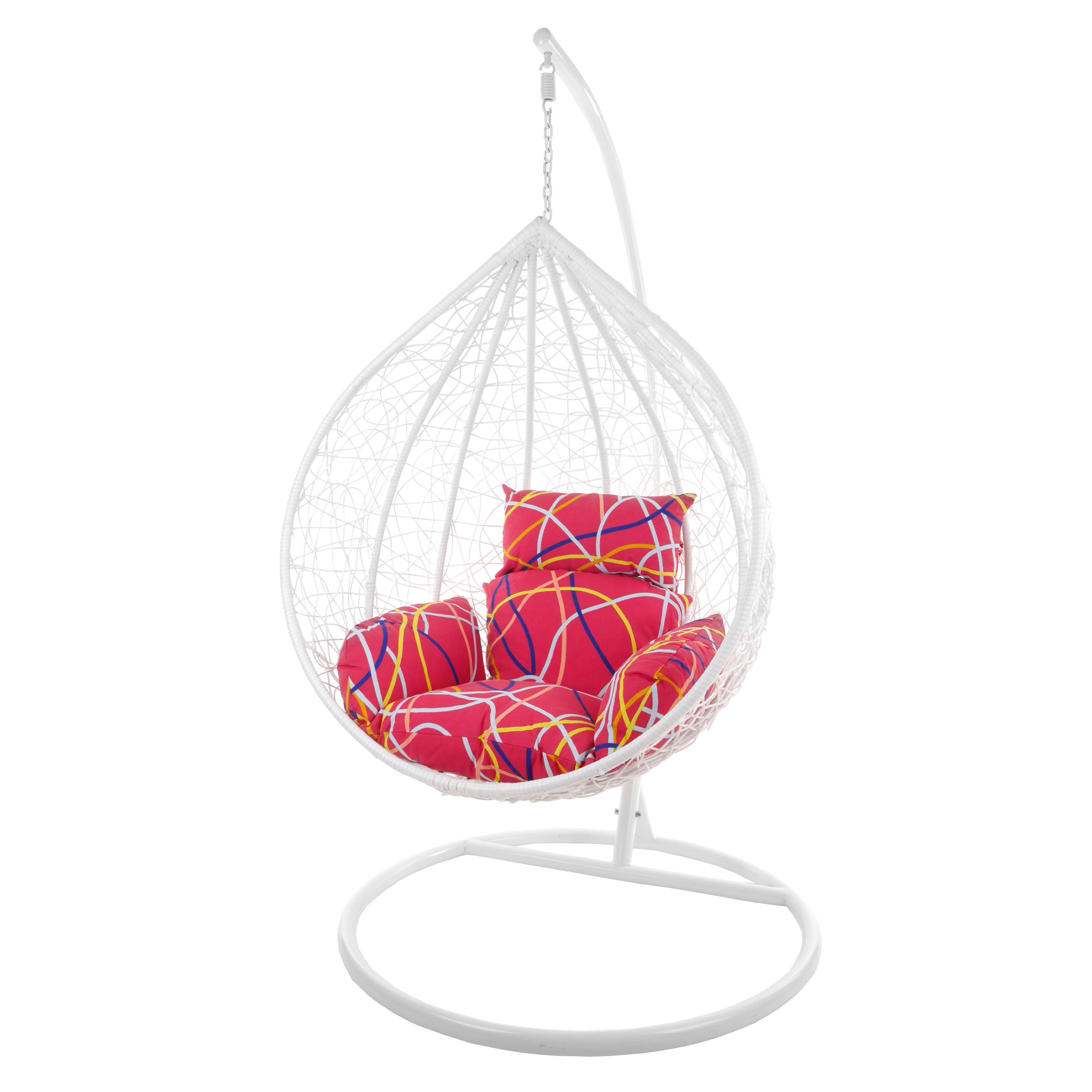 KIDEO Hängesessel Hängesessel Korbsessel MANACOR weiß, inklusive Gestell und Kissen